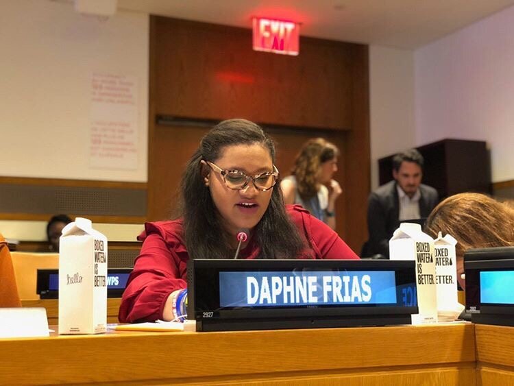 Daphne speaking at the UN. Photo: Bea Cordia