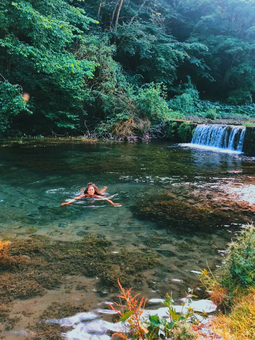 Evie having a swim in a beautiful clear river. Photo: Evie Muir