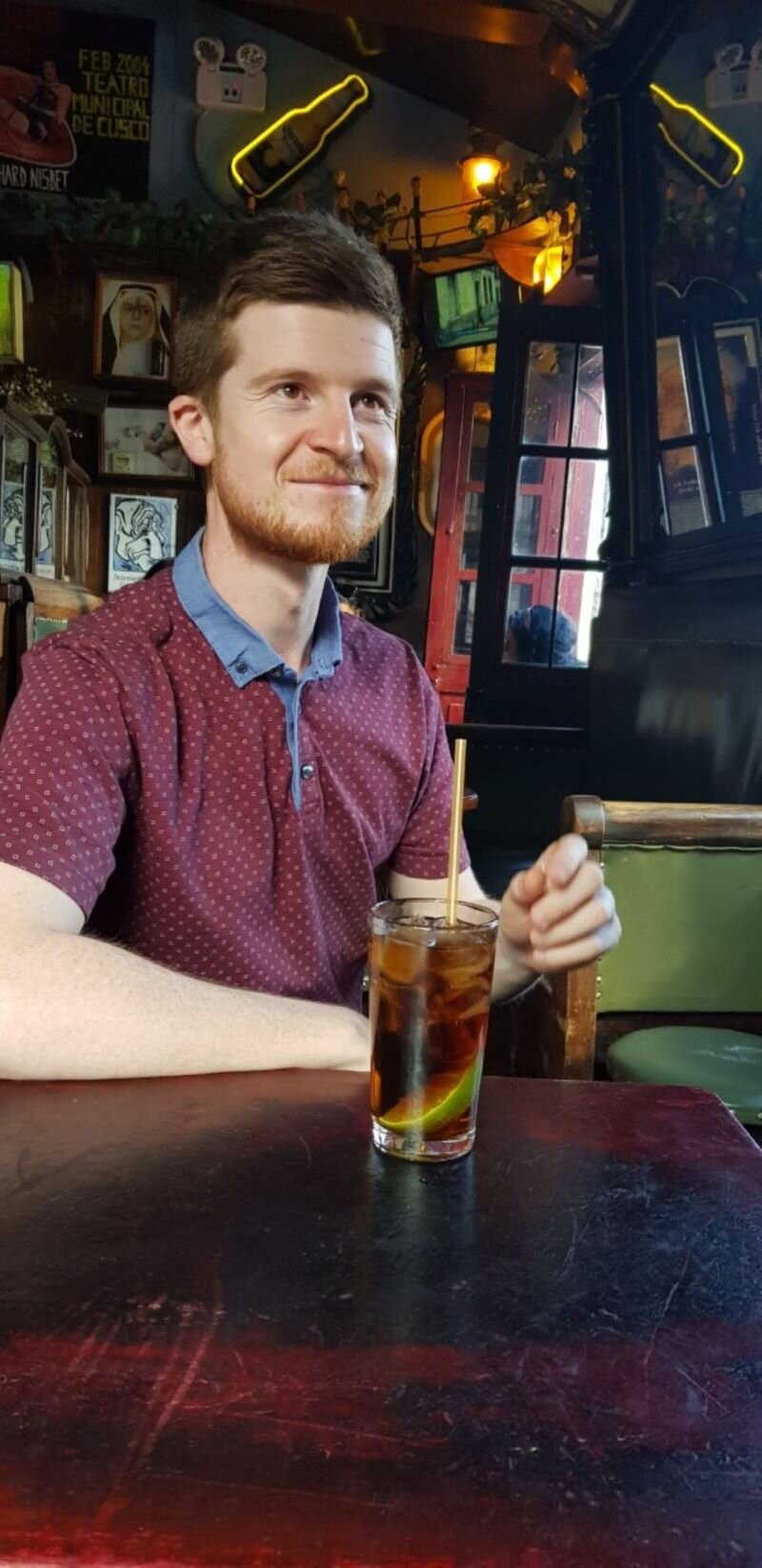 Alex enjoying a quiet drink in Cusco 2019. Photo: Alex Waite