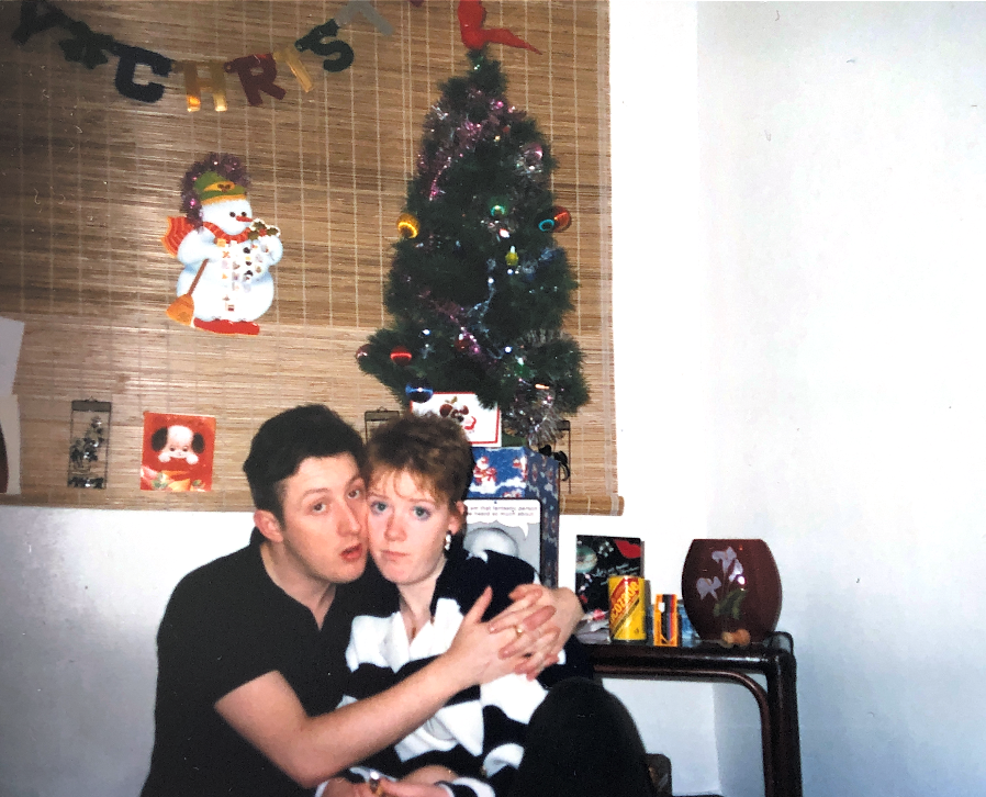 Peter and Allyson pictured in Christmas 1987 in their Honk Kong apartment. Photo: Peter Houston