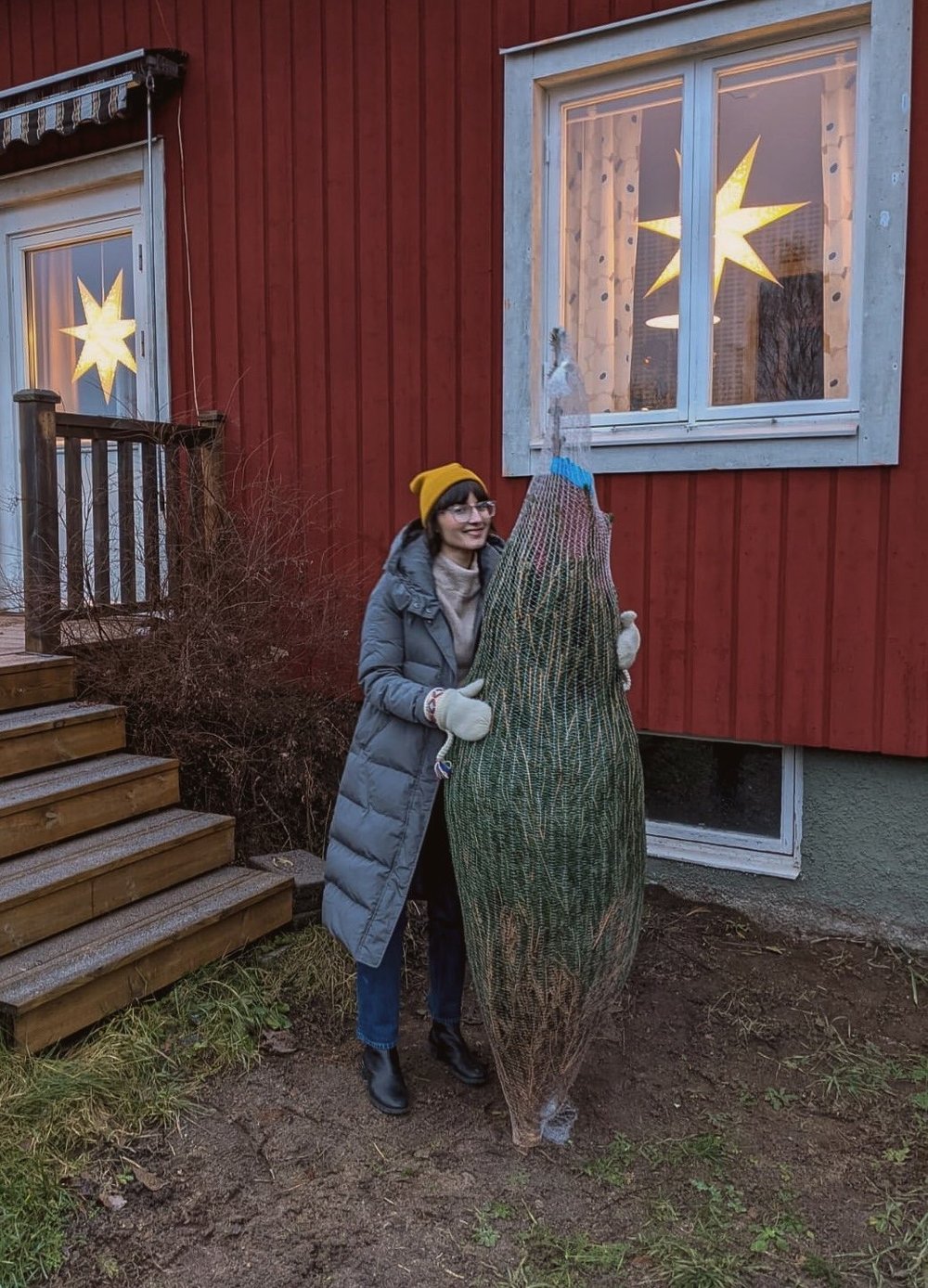 Nadia with the biggest Christmas tree she's ever had. Photo: Nadia Henderson