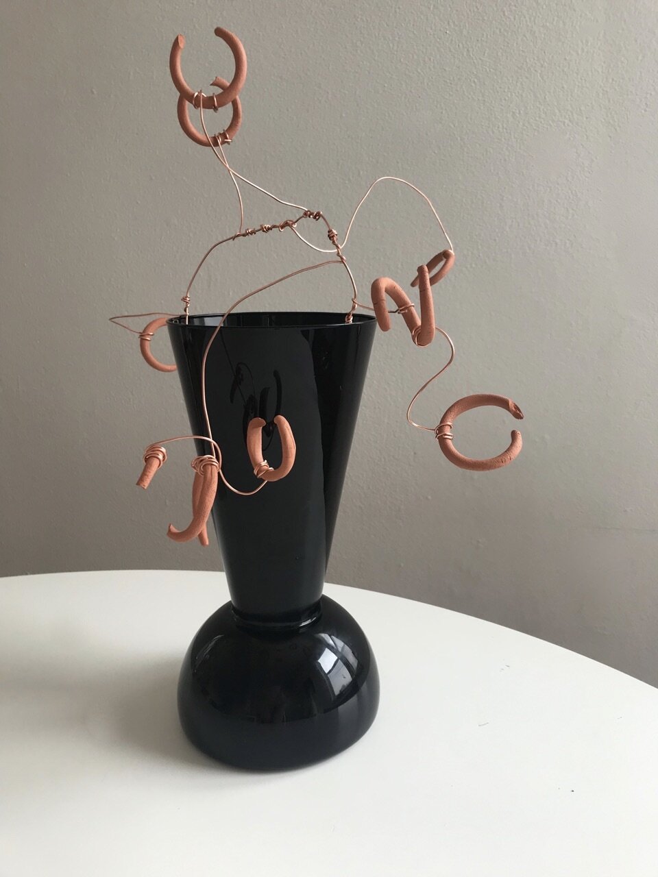  2017   ceramic, copper wire, vase 