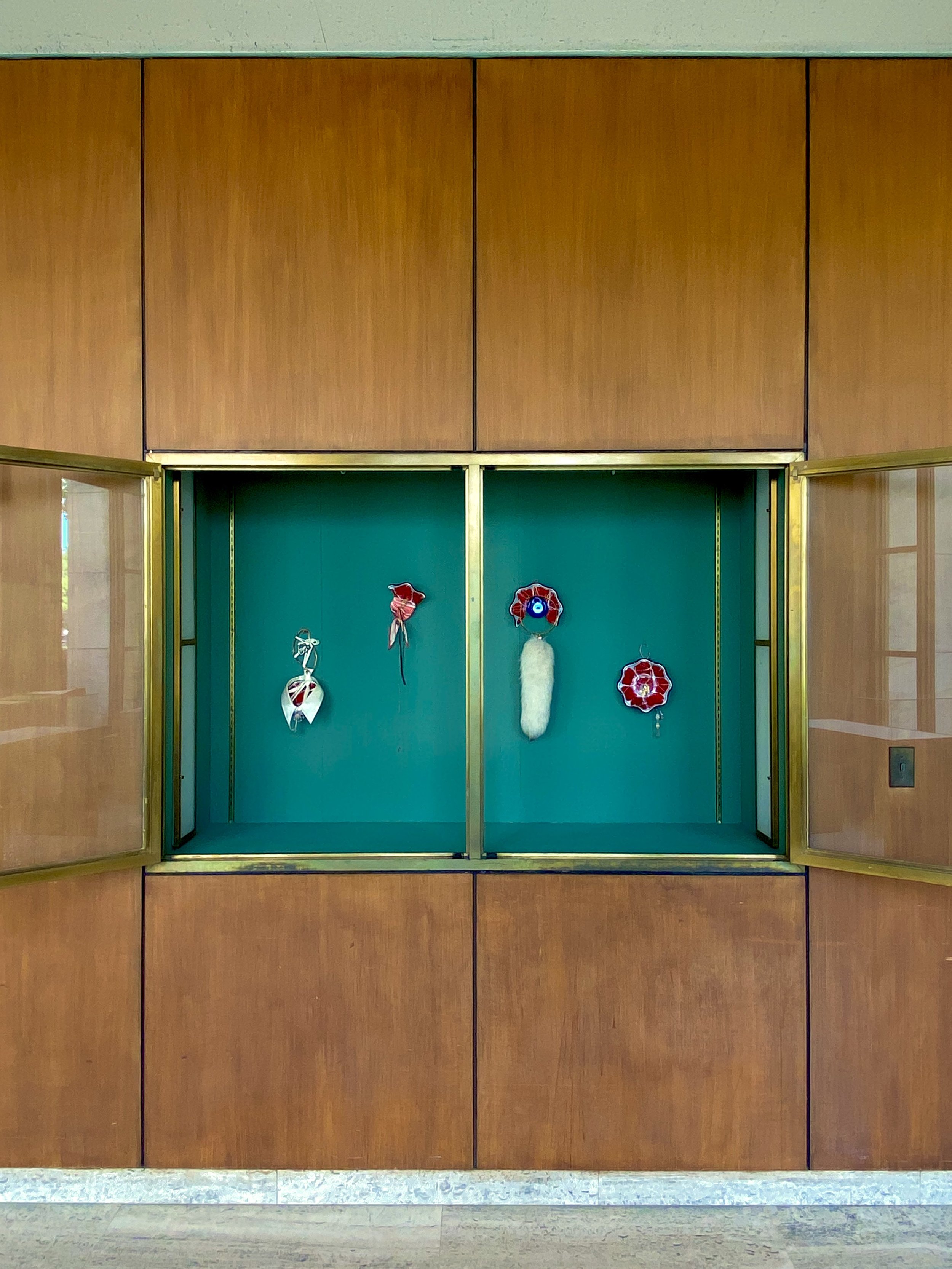   Surah Rahman,     (set of four wall hangings) , 2022  installation view at The Detroit Public Library 