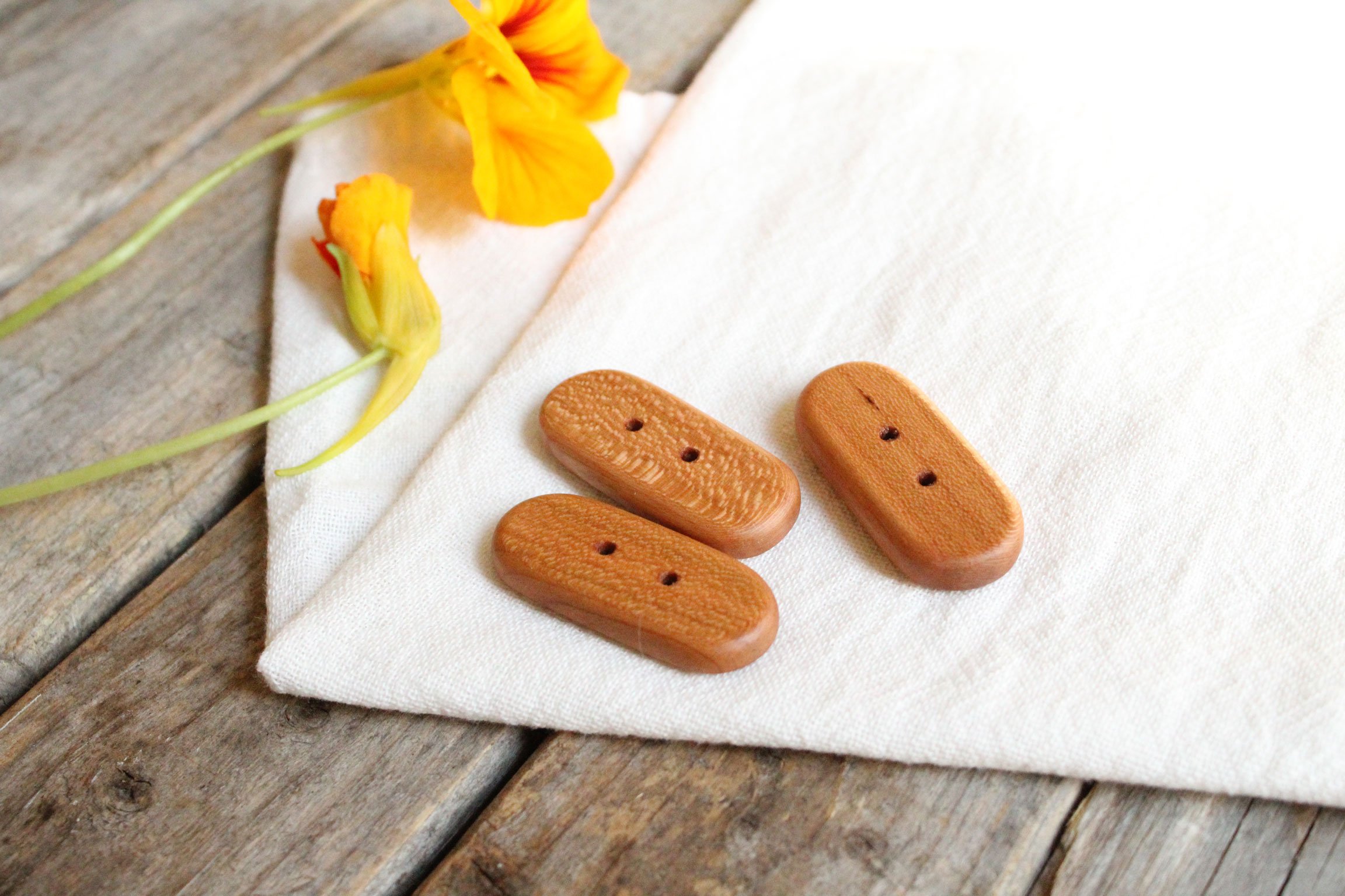 Cherry Oval Buttons - 2 hole, 1.75