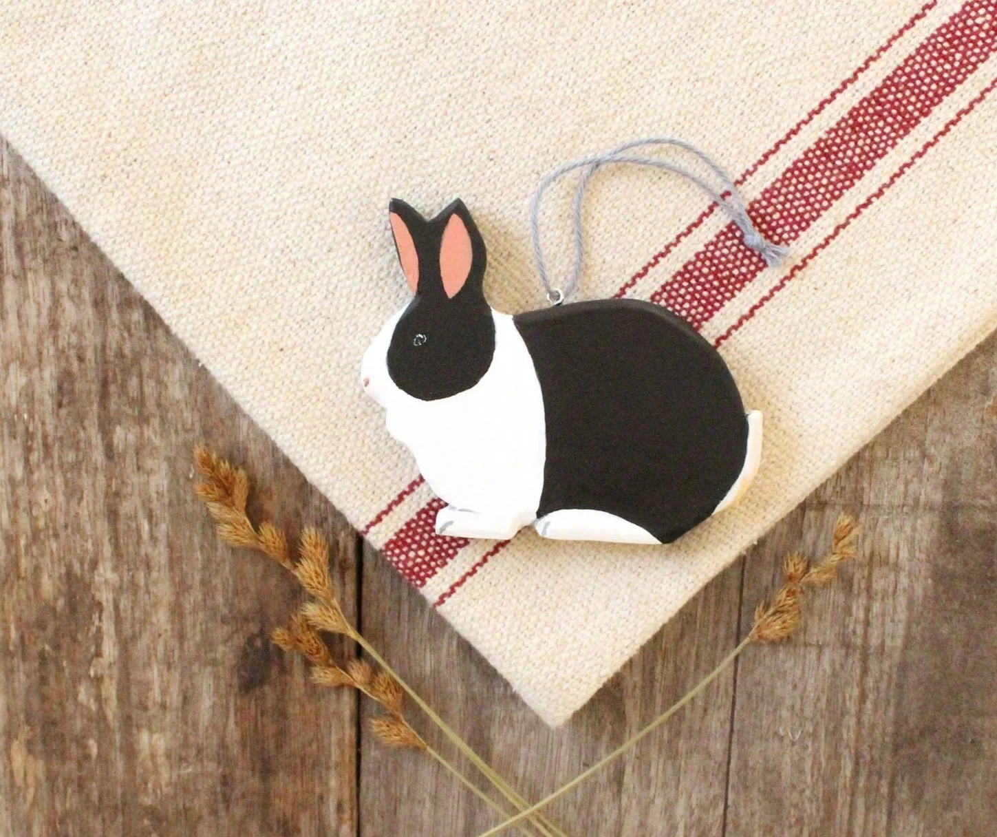 Black and White Dutch Rabbit Ornament