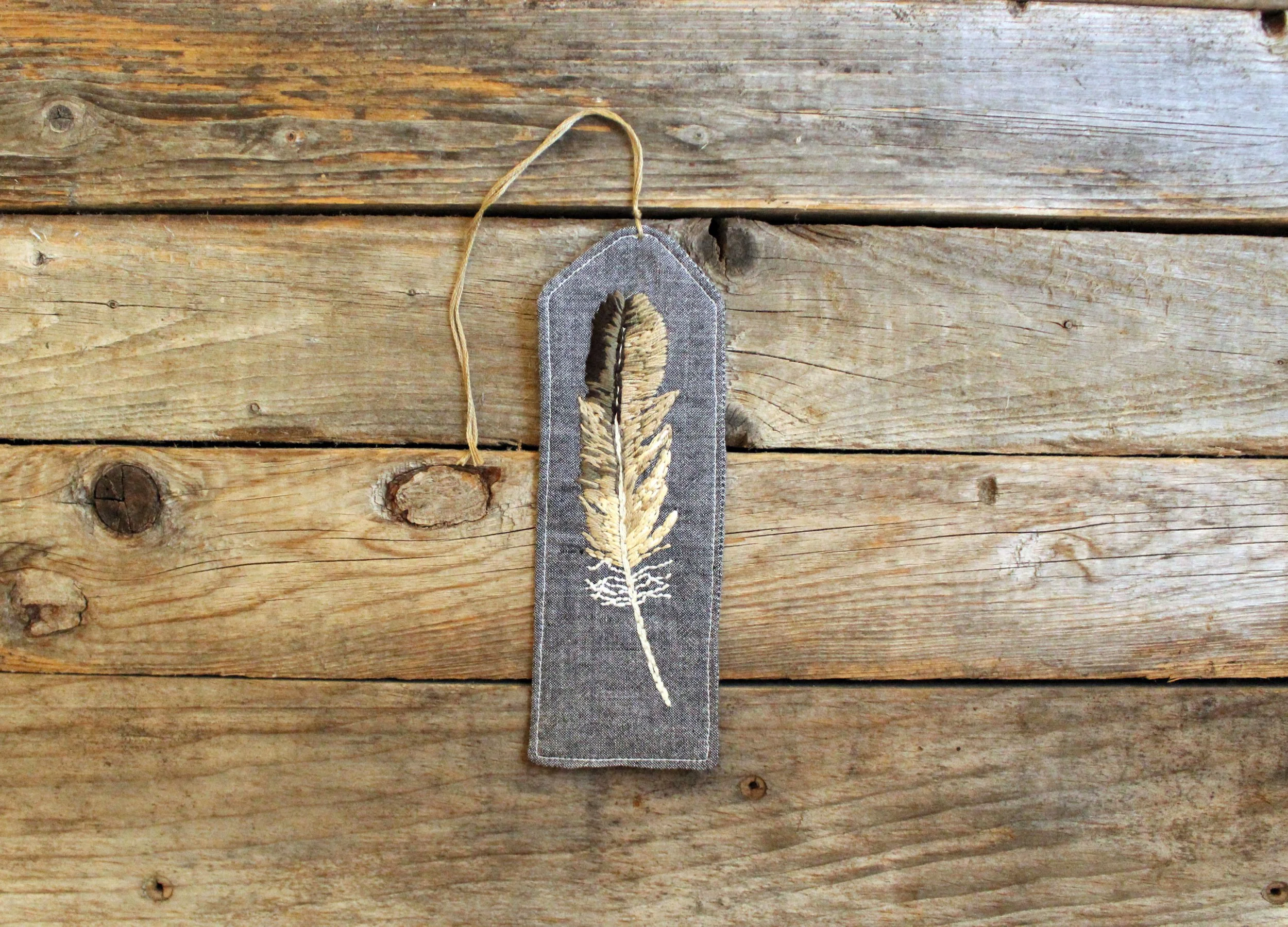 Feather Hand-Embroidered Bookmark