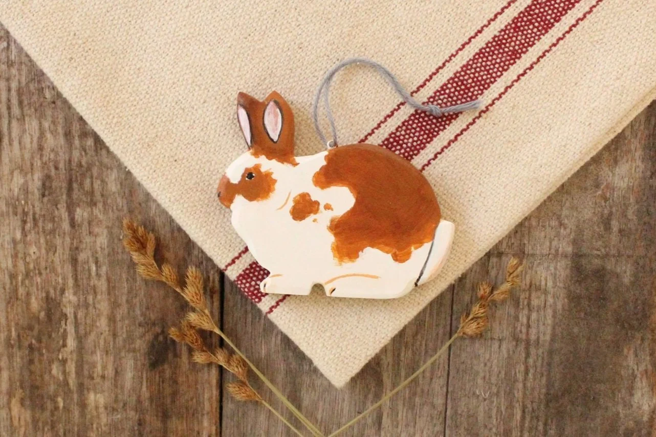 Spotted New Zealand Red Rabbit Ornament