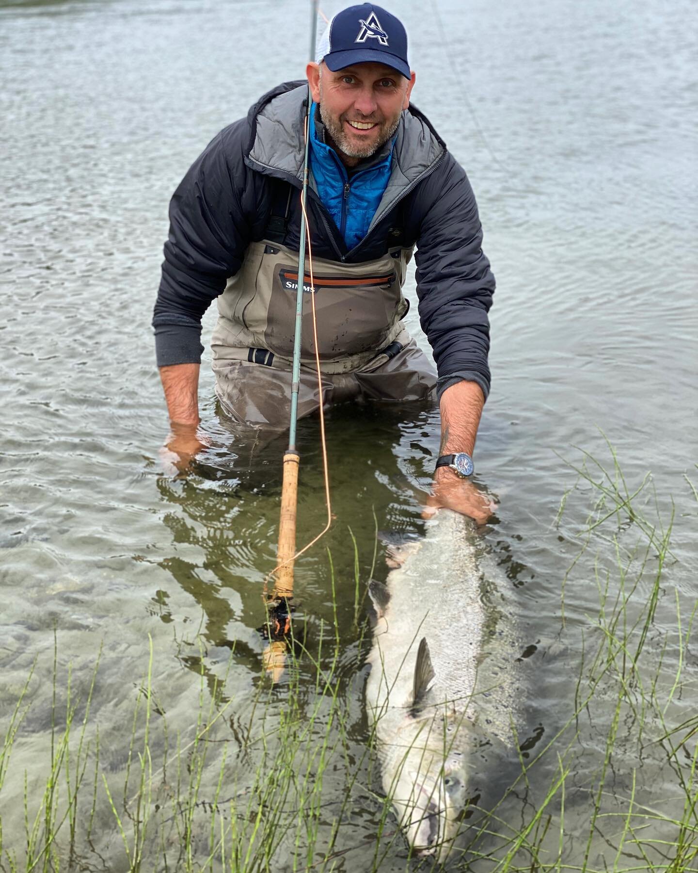 On Older&oslash; Fly fishing lodge we collect pictures of happy anglers, here a picture of Dan, longtime friend of the lodge with a fantastic fish from our Holmen beat. 
&bull;
&bull;
By the way; Last two available rods of the season in week 29(16-23