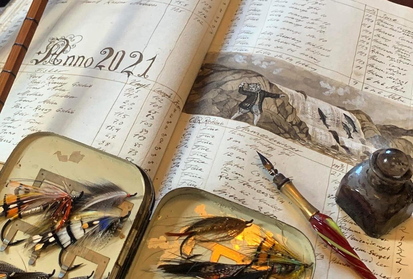Some of the last preparations done before season opening on Older&oslash; Fly fishing lodge is filling out the old catch statistic book in the lodge with last season&rsquo;s catches, really nice job, pure mindfulness.
&bull;
&bull;
#older&oslash; #no
