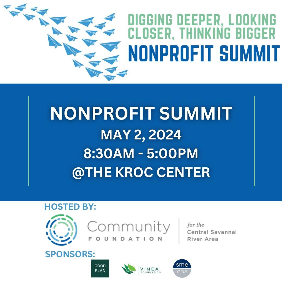 🚨 CSRA NON-PROFITS!!!🚨

Community Foundation for the CSRA is hosting a Nonprofit Summit on May 2nd from 8:30am-5:00pm at the The Salvation Army Kroc Center of Augusta, and you won't want to miss it! 

They have wonderful panel sessions and breakout