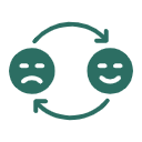 Icon of a paper with lines and a pencil on a teal circular background