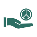 Icon of a light bulb and magnifying glass representing innovation and research