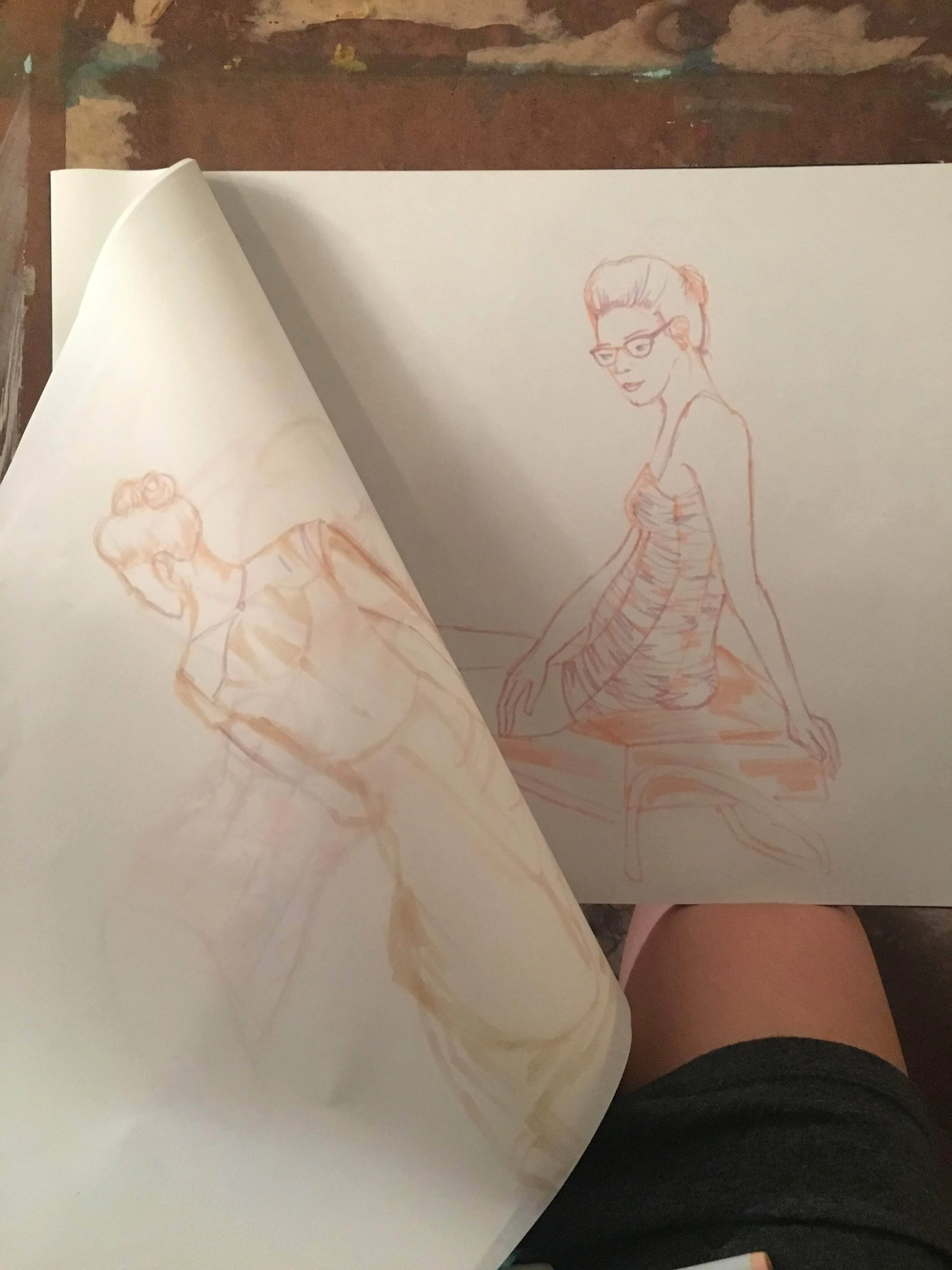  Fashion figure drawing session in Portland, Copic and Prisma markers 