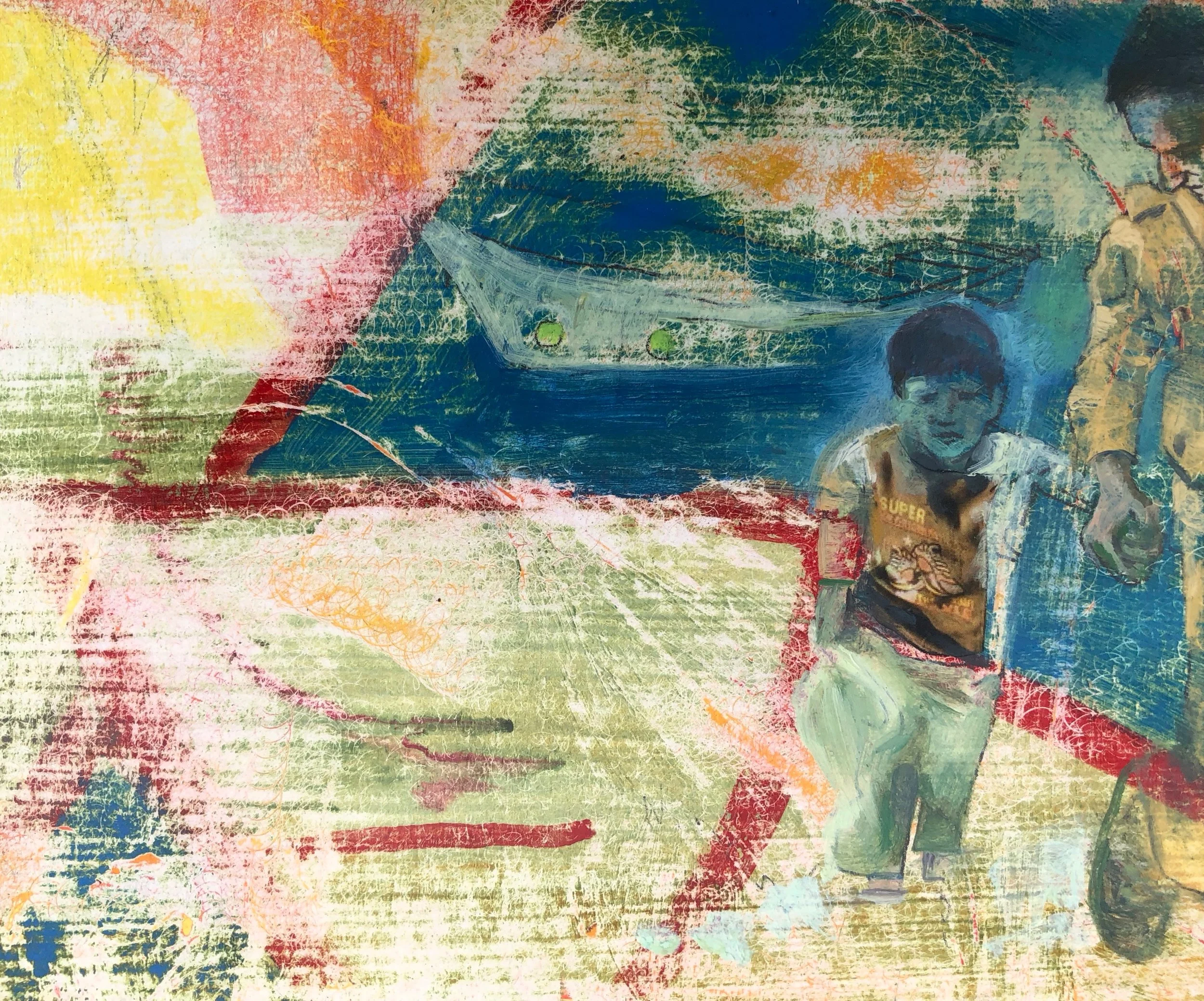 Untitled, 2018, oil and collage on panel