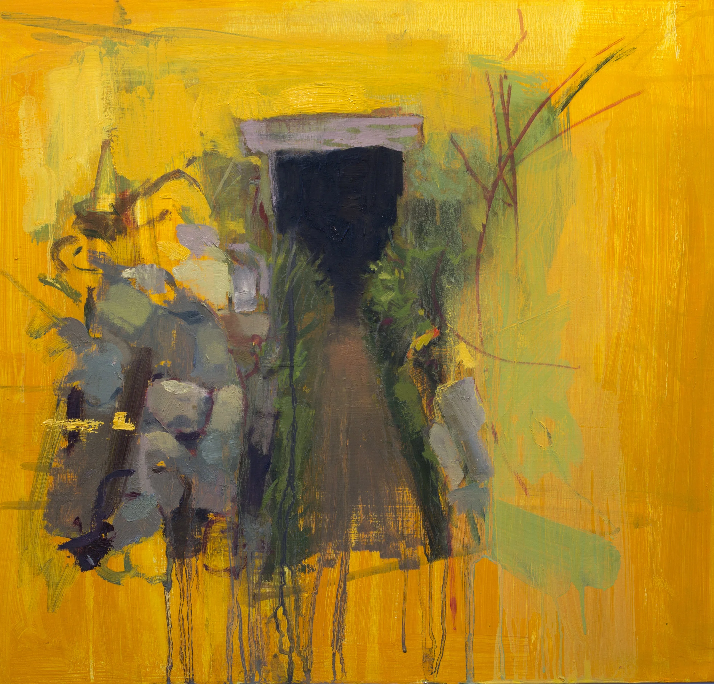 Hole, 2015, oil and spray paint on panel, 20" x 18”