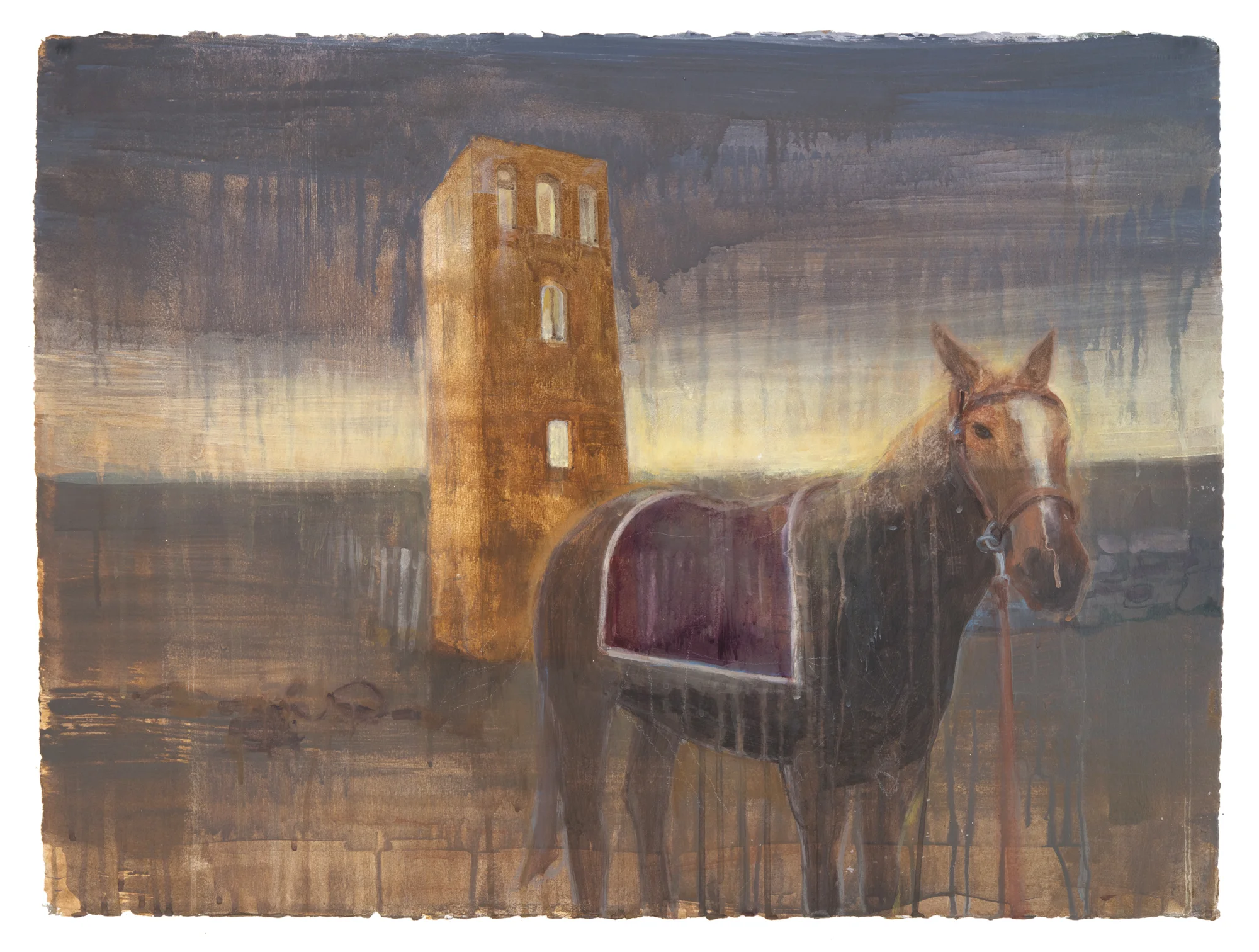 The Watchtower, 2012, acrylic and ink on paper, 23" x 30”