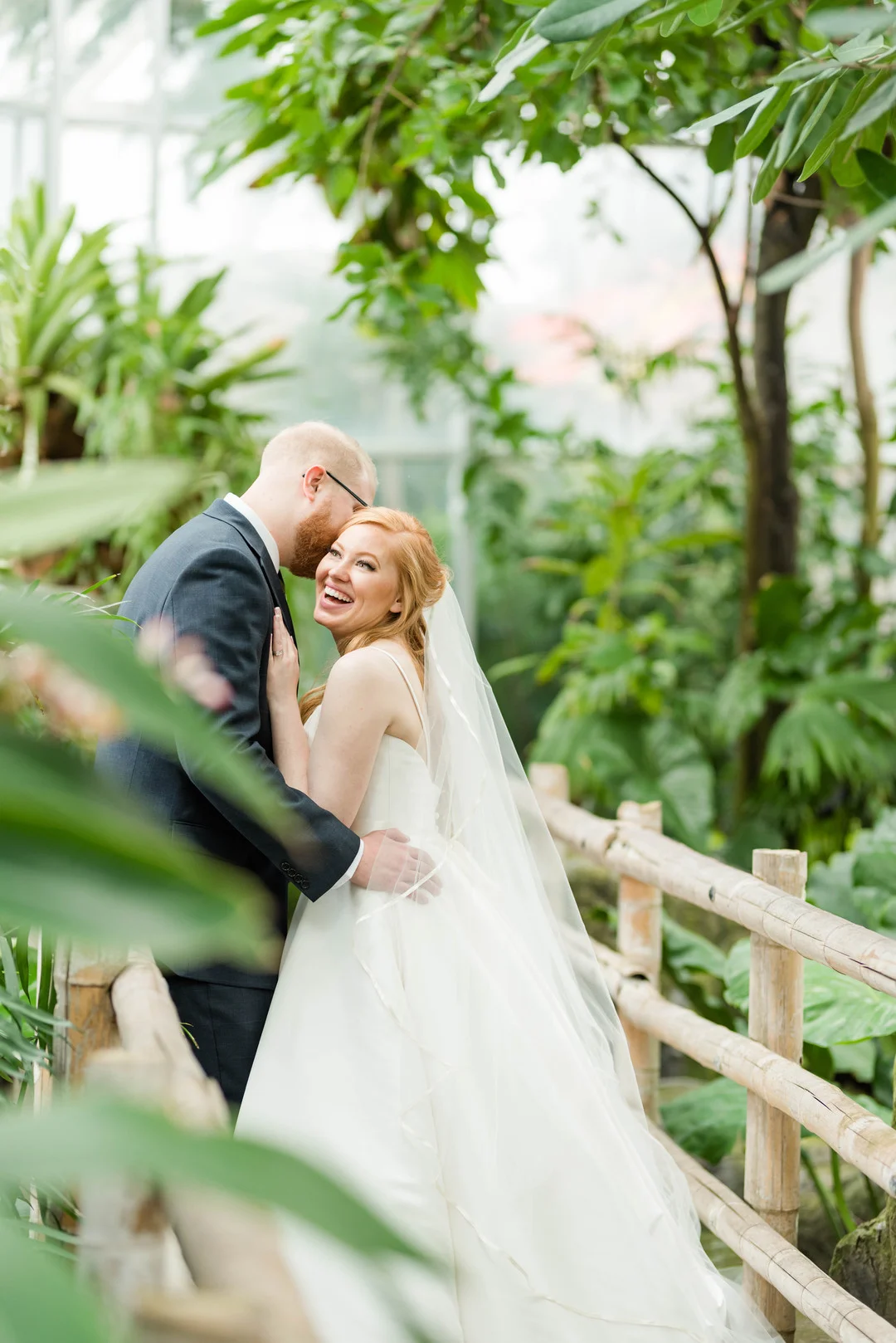 Tropical, garden wedding at Franklin Park Conservatory in Columbus, OH