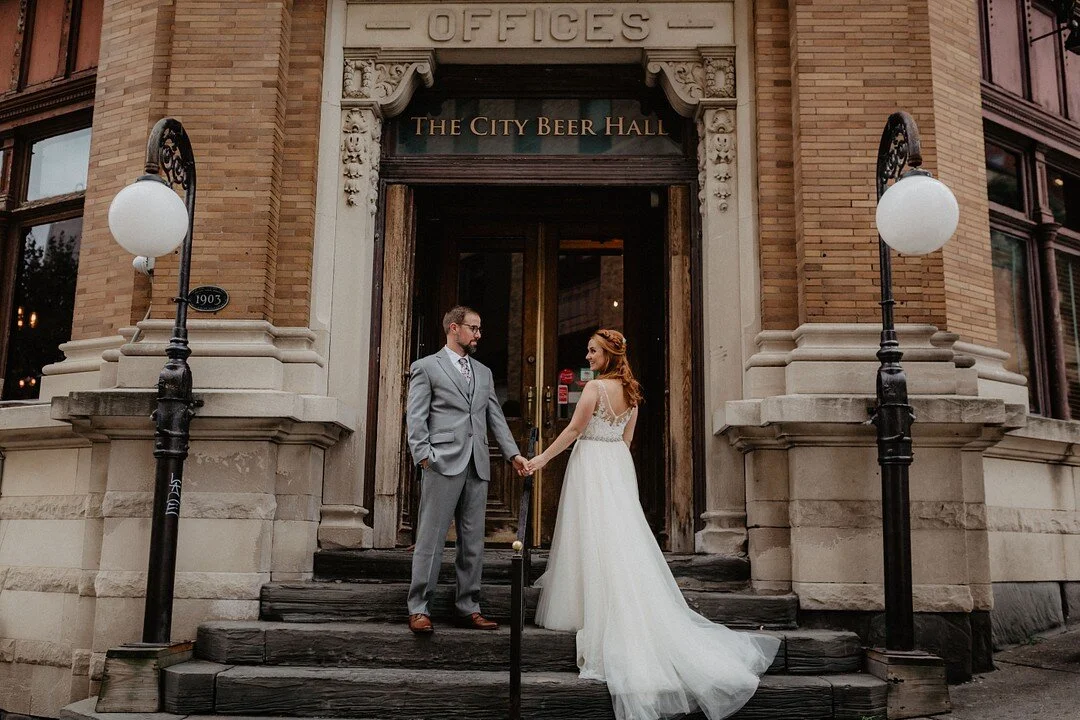 Urban, rooftop wedding at City Beer Hall in Albany, NY
