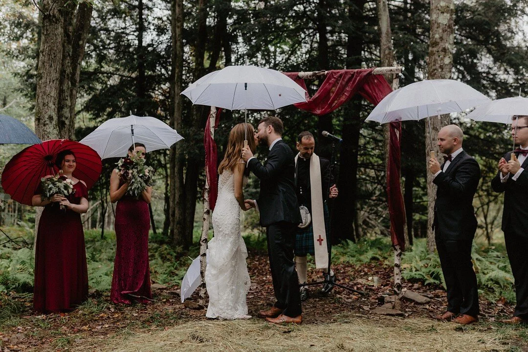 Rainy, barn wedding at Handsome Hollow in Long Eddy, NY