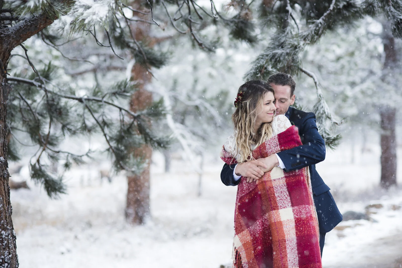Snowy, elopement wedding at the Rocky Mountain National Park in Estes Park, CO