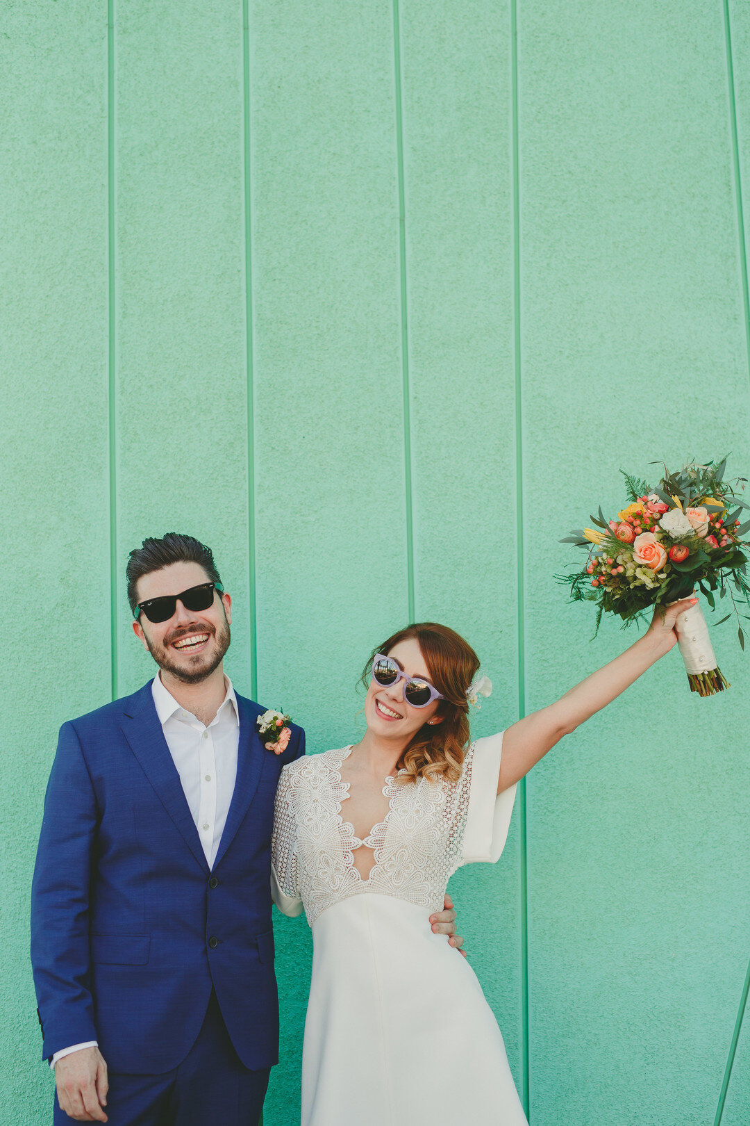Whimsical, elopement wedding at The Sanguaro Palm Springs in Palm Springs, CA