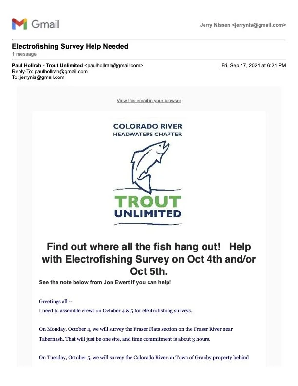 Electrofishing The Fraser — Colorado River Headwaters Chapter of Trout