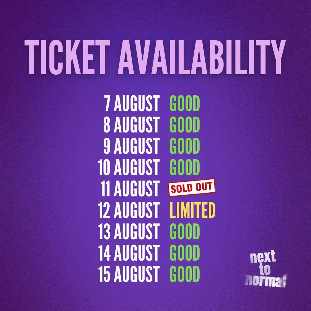 Absolutely huge news: one performance of Next to Normal is now SOLD OUT.

Thank you so much to everyone who has booked, shared or shouted about the show. 

This one means a lot to us, and seeing audiences respond already is genuinely amazing.

Ticket