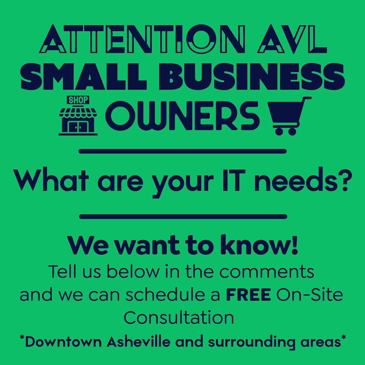 🚨SMALL BUSINESS ALERT🚨
We want to know the individualized IT needs of your business. In return, we&rsquo;ll come out and give you a FREE consultation. Call it market research, or we just may be able to put our heads together and come up a viable so