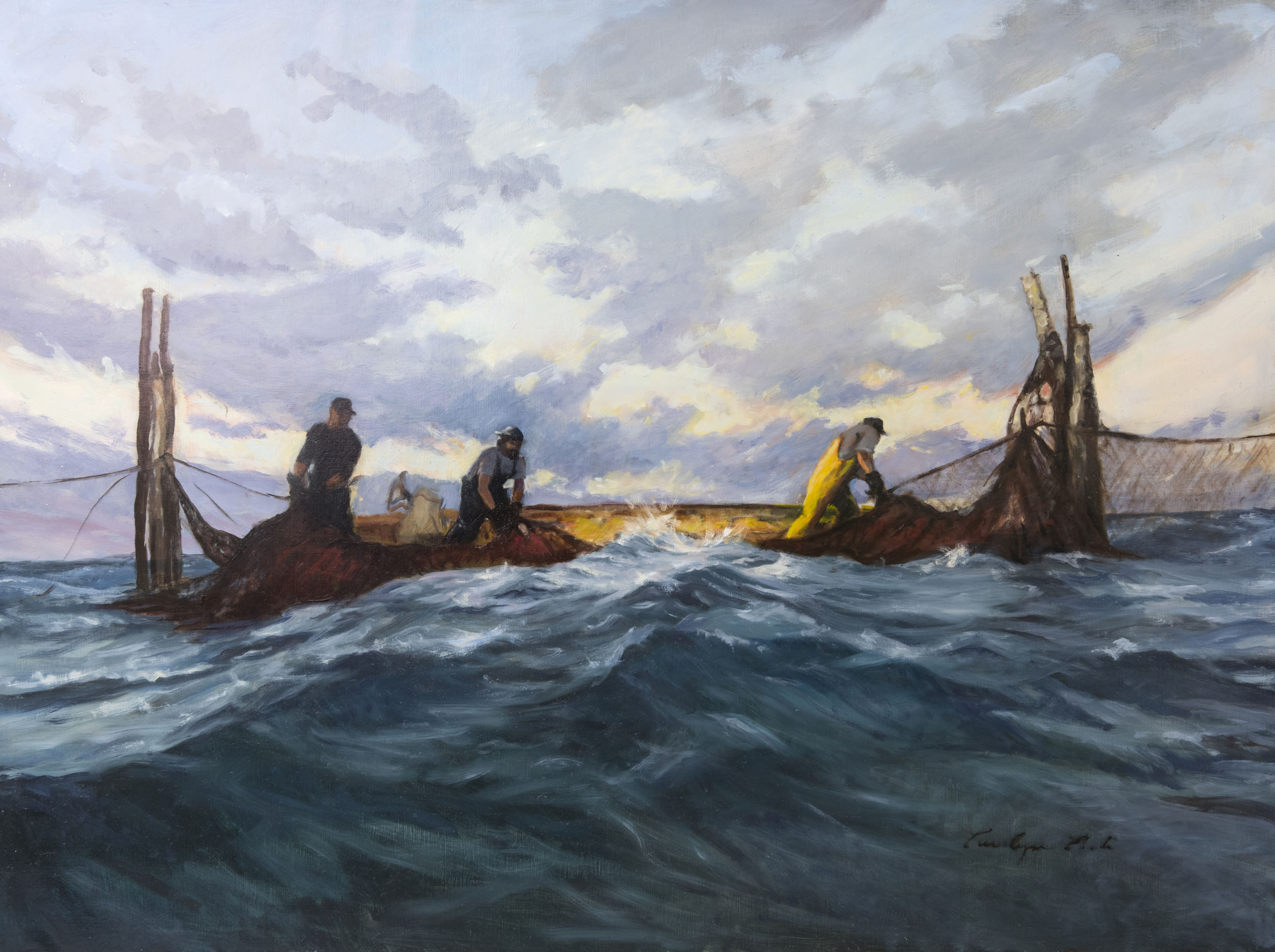 Hauling in Rough Seas, 30” x 40”