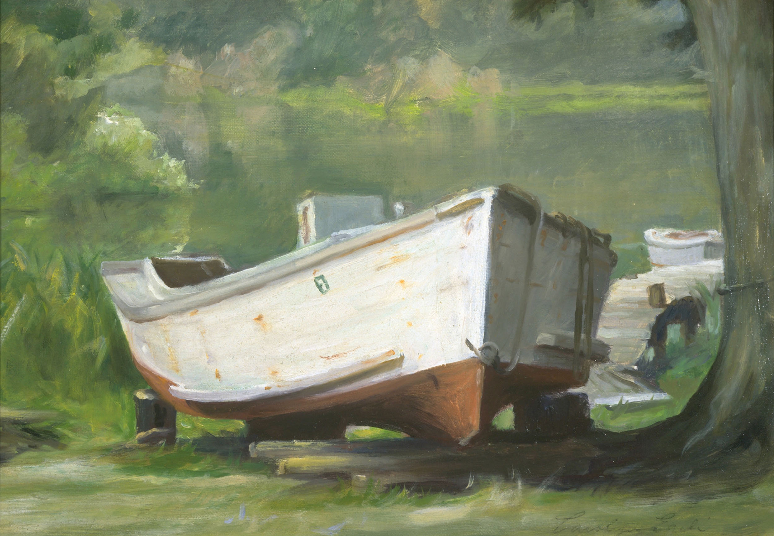 Skiff on St George's Creek, 12” x 16”, Sold