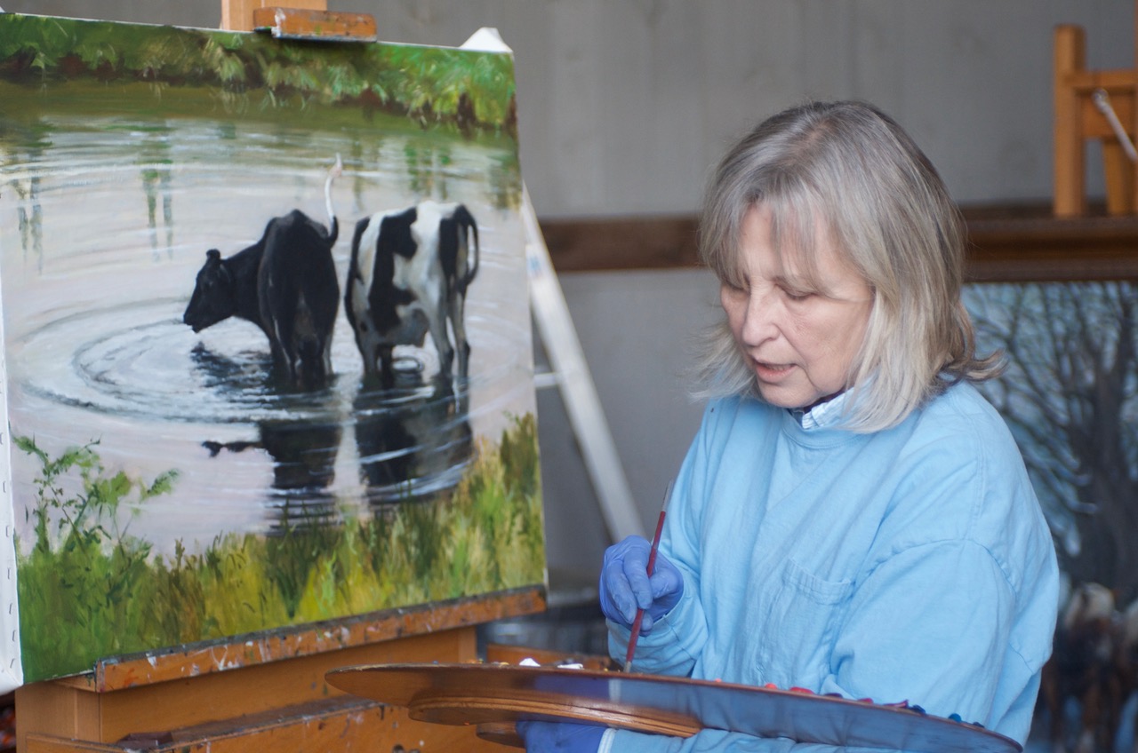 Working on “Cooling Off” in the Vermont studio space.