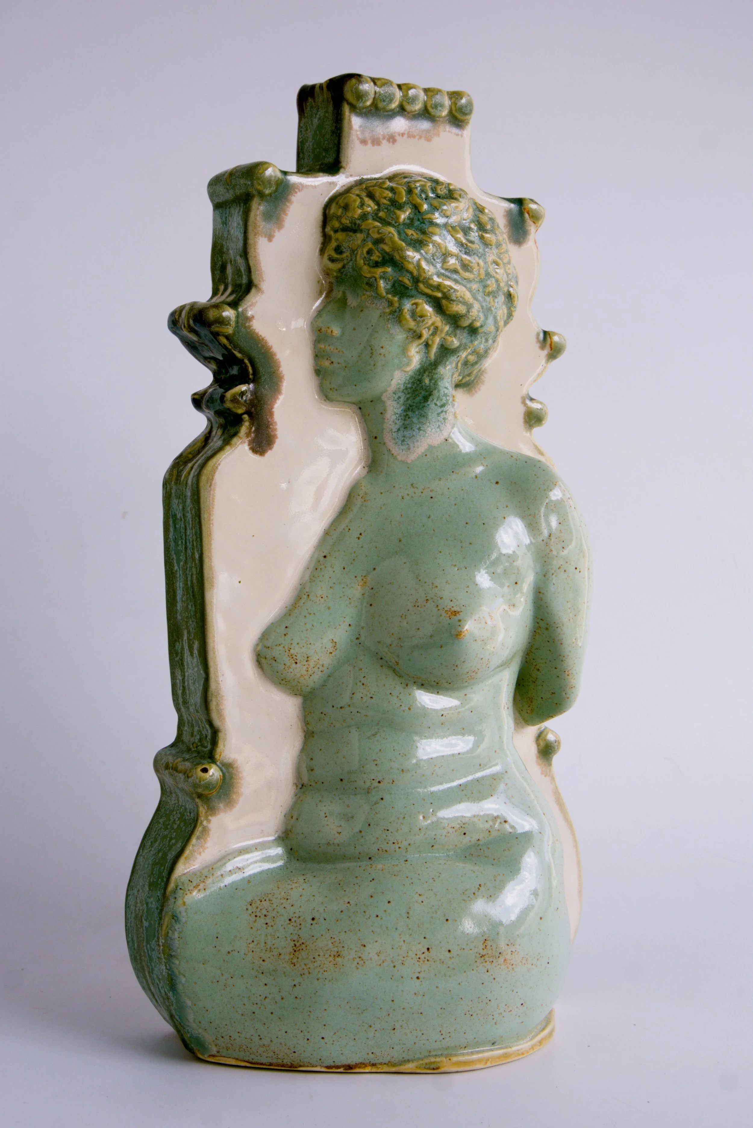 Ceramic figurative vessel, various glazes $375