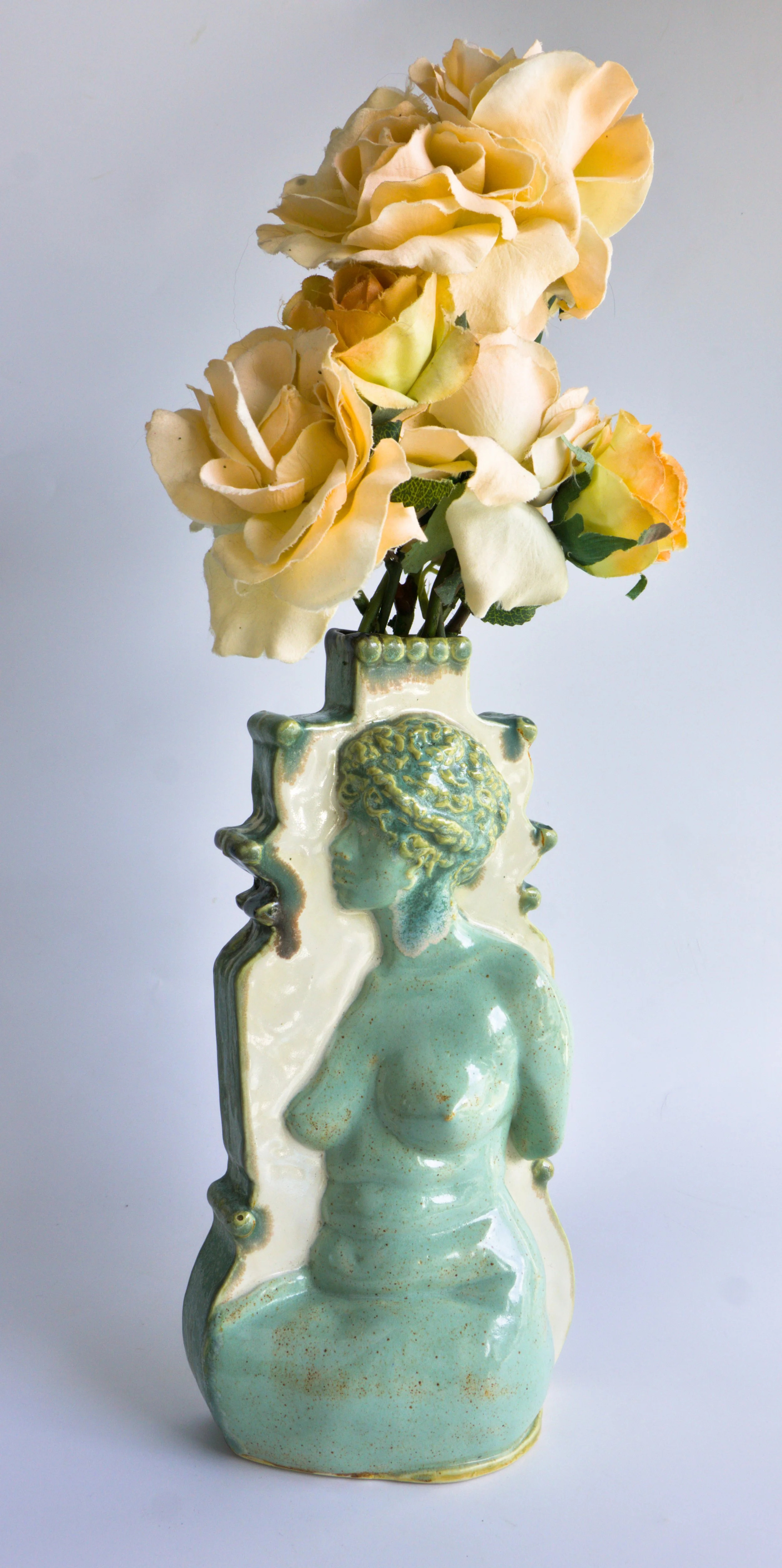 Ceramic figurative vessel, various glazes $375