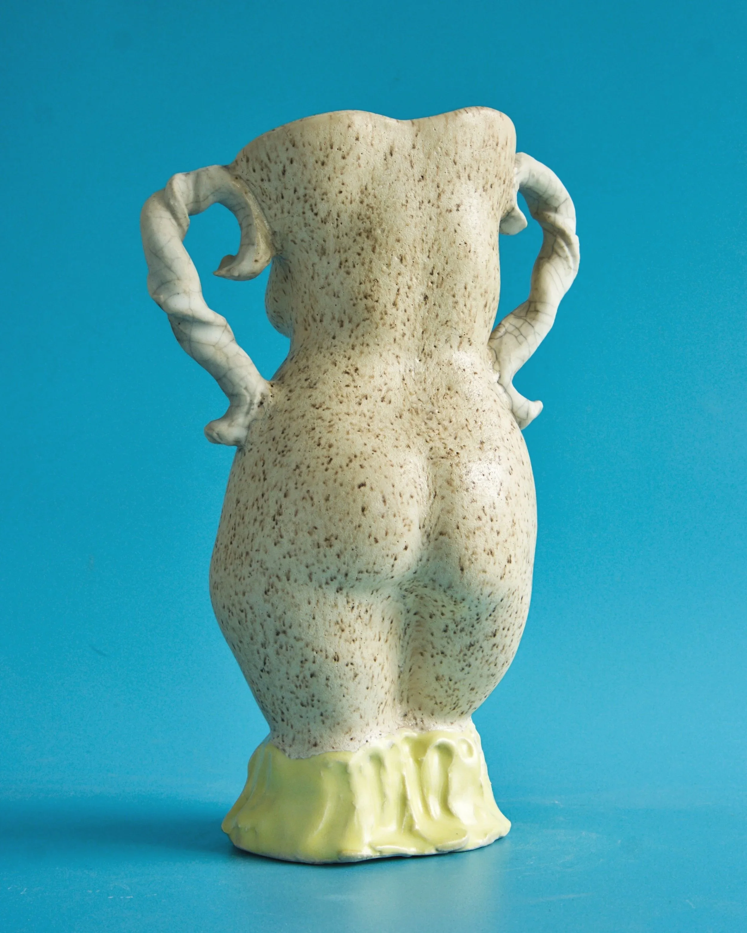 Ceramic figurative vessel, various glazes $335