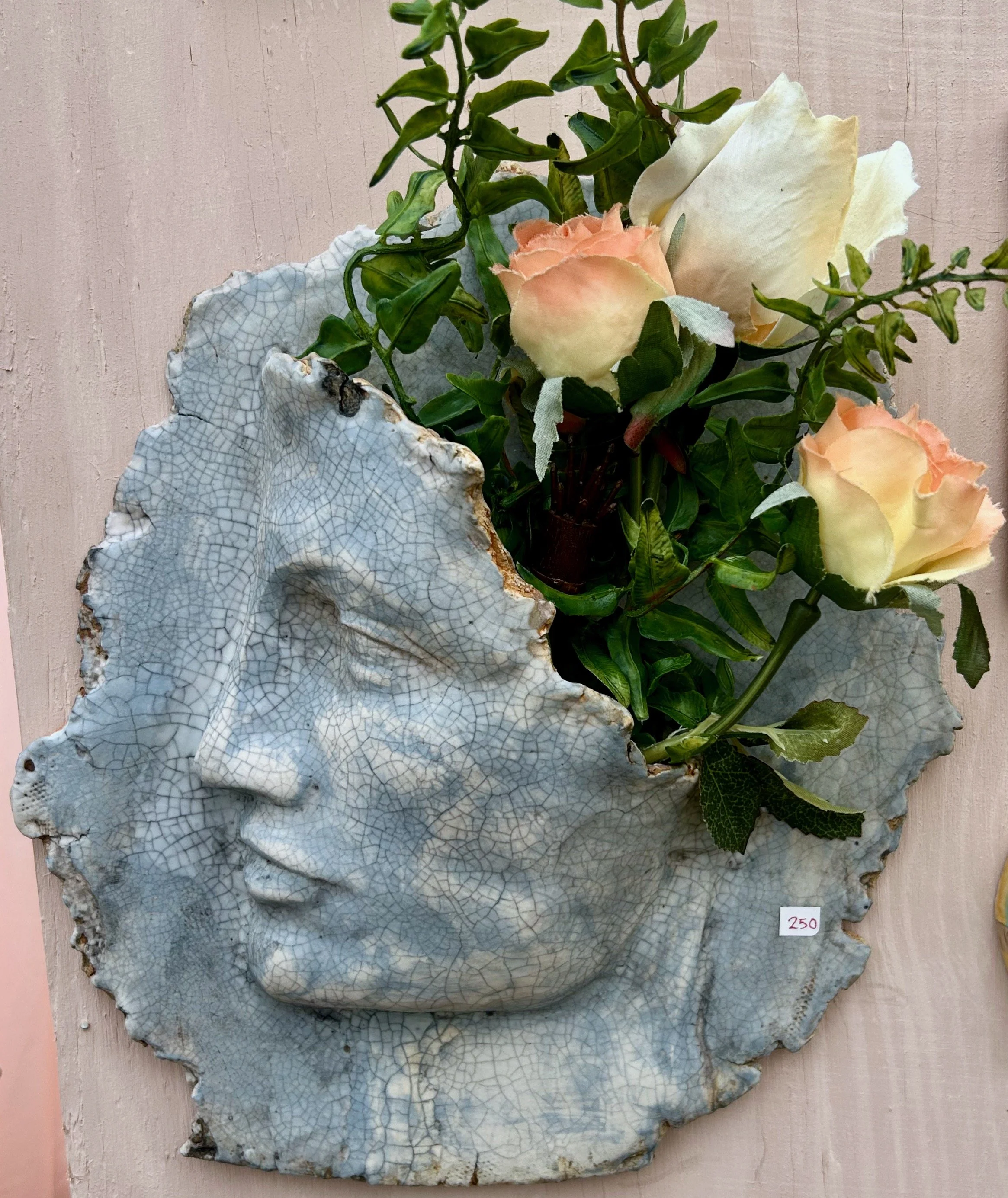 Ceramic Face Wall Vessel, various glazes $250