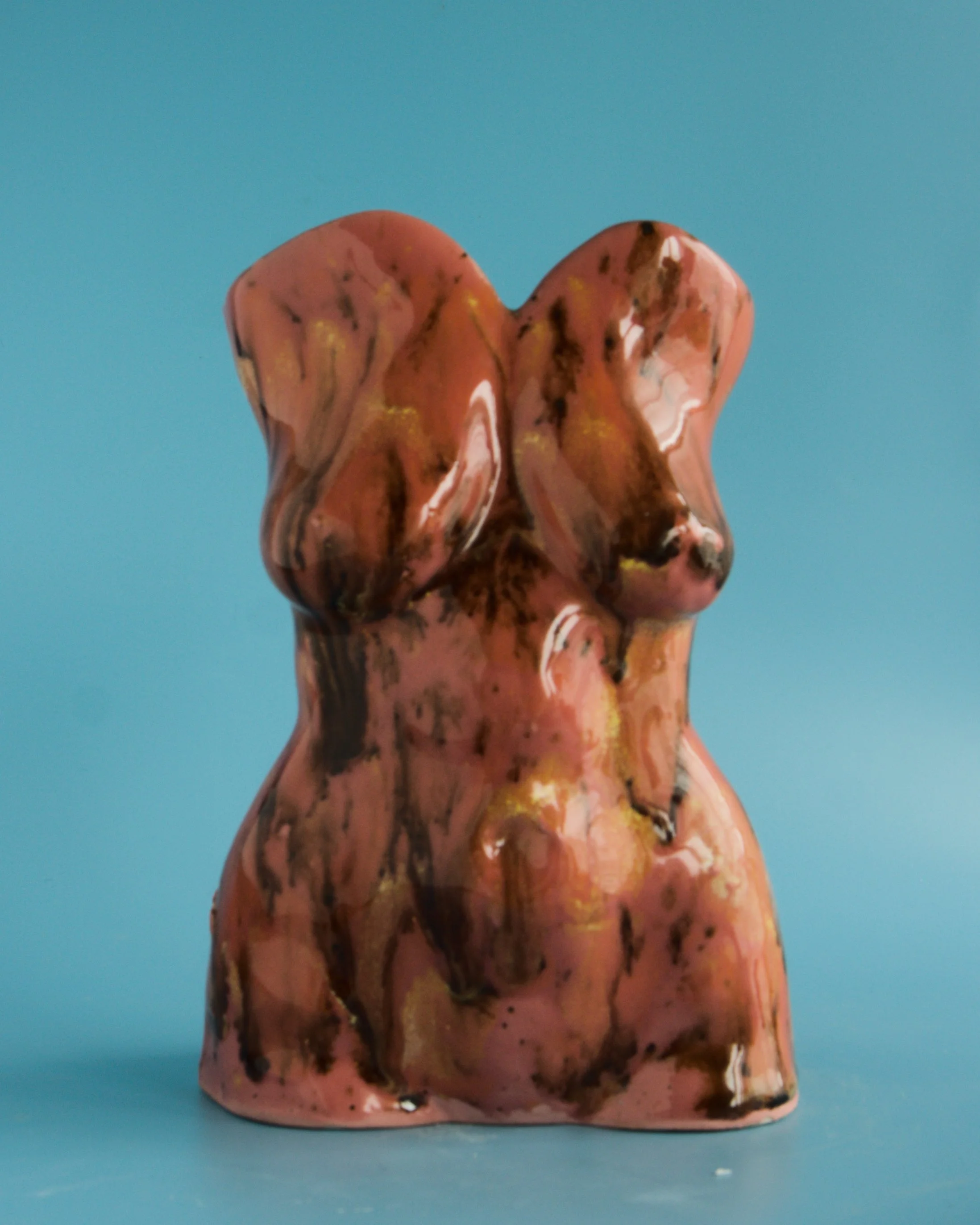 Ceramic figurative vessel, amaryllis glaze $270