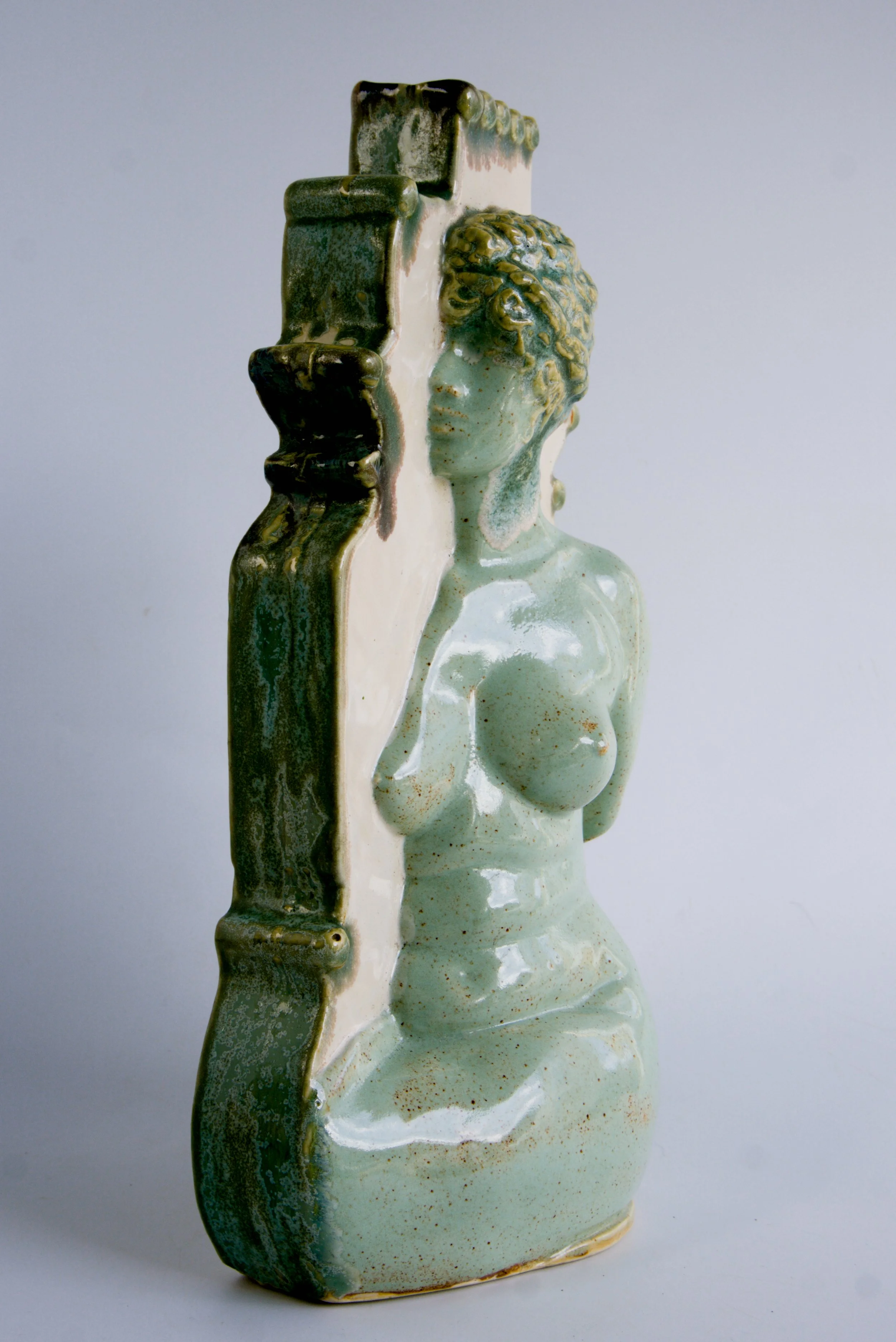 Ceramic figurative vessel, various glazes $375