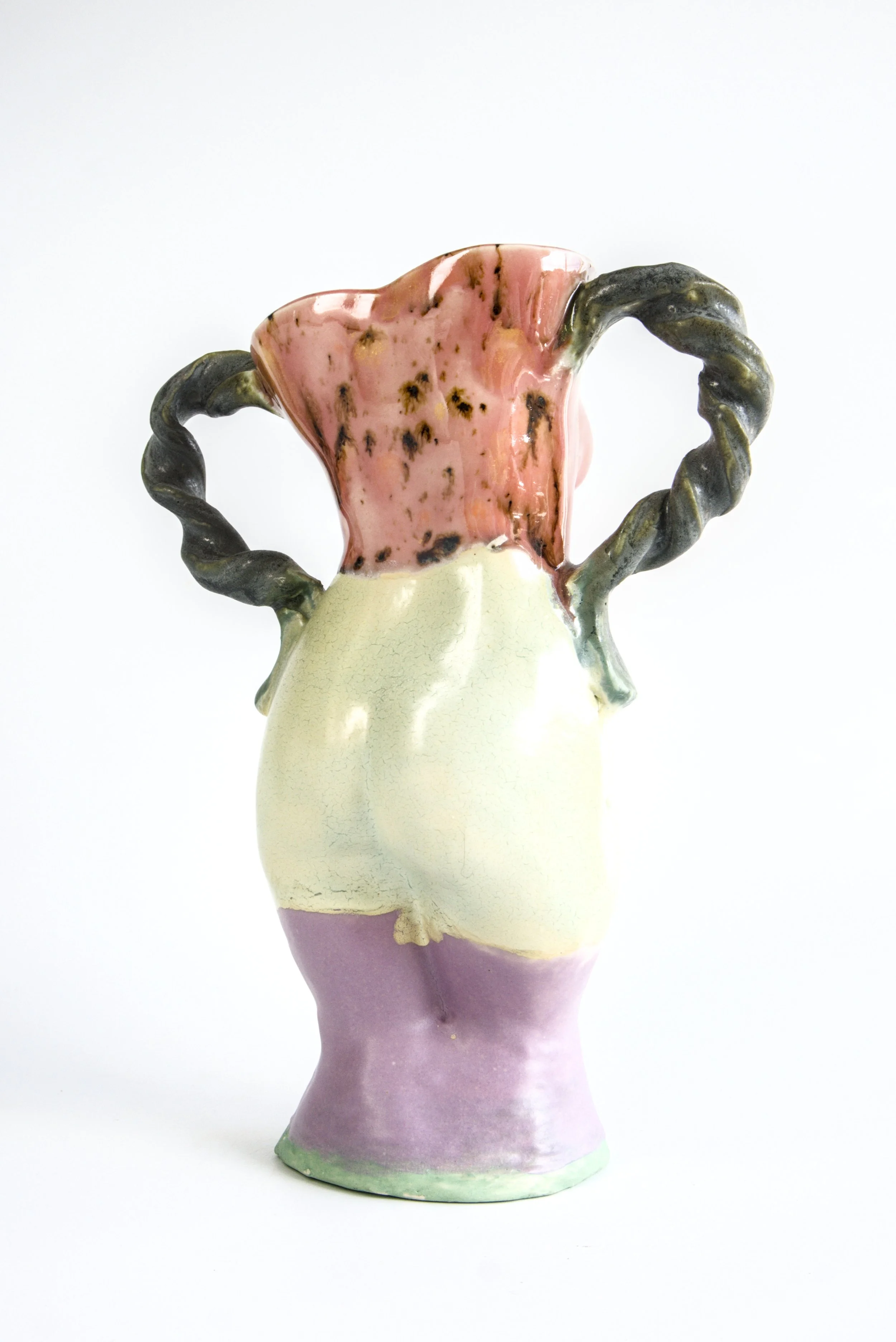 Ceramic figurative vessel, various glazes $335