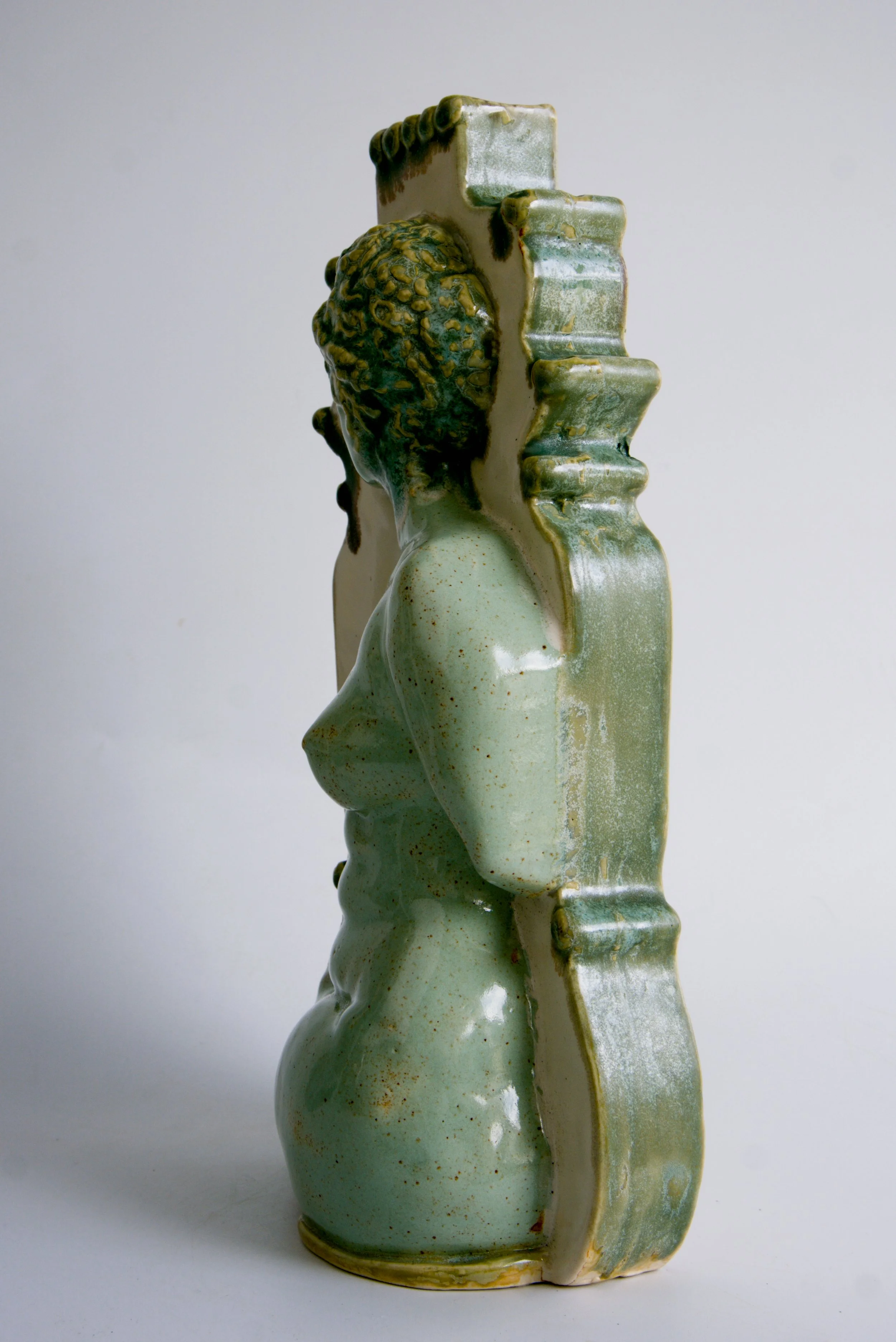 Ceramic figurative vessel, various glazes $375