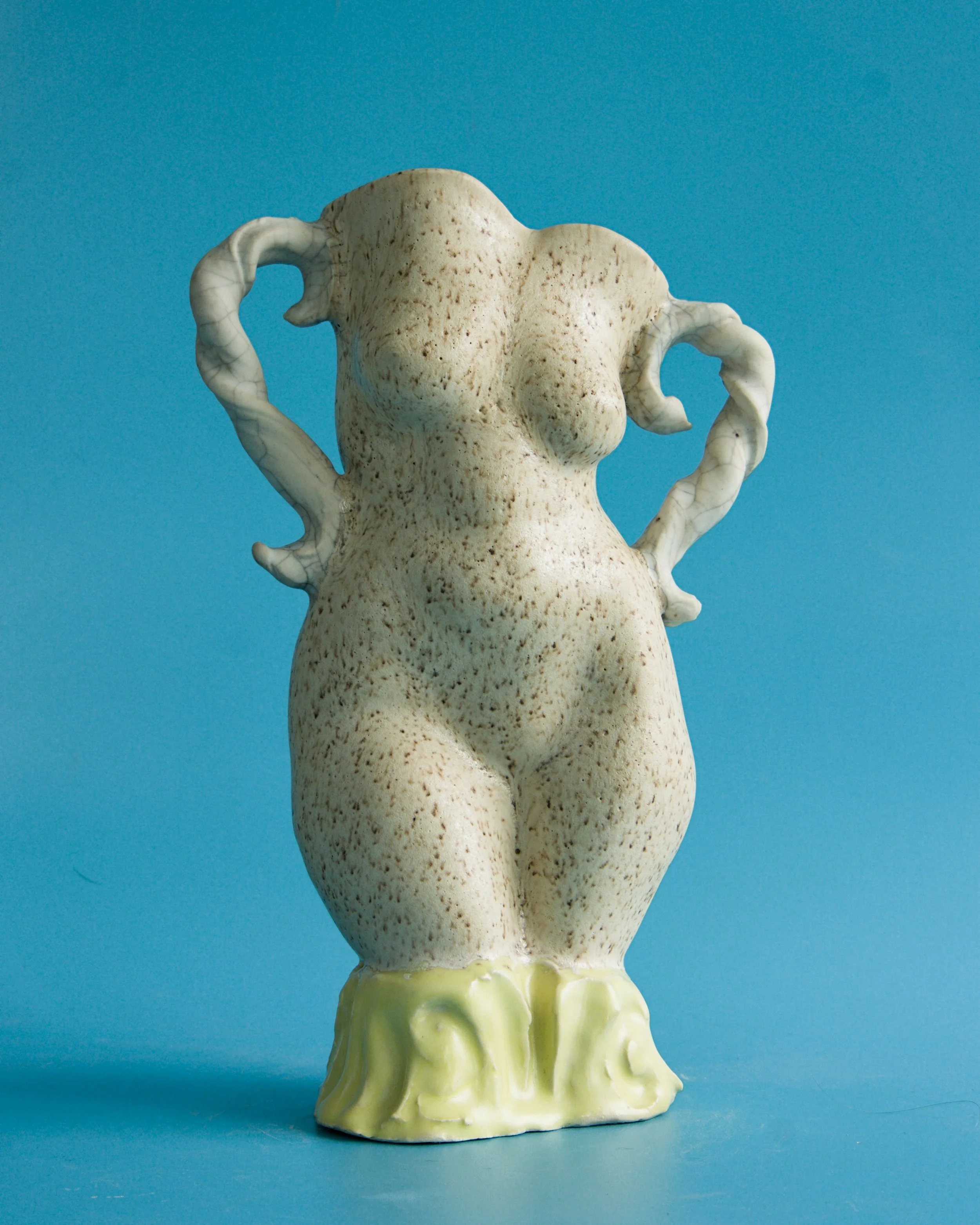 Ceramic figurative vessel, various glazes $335