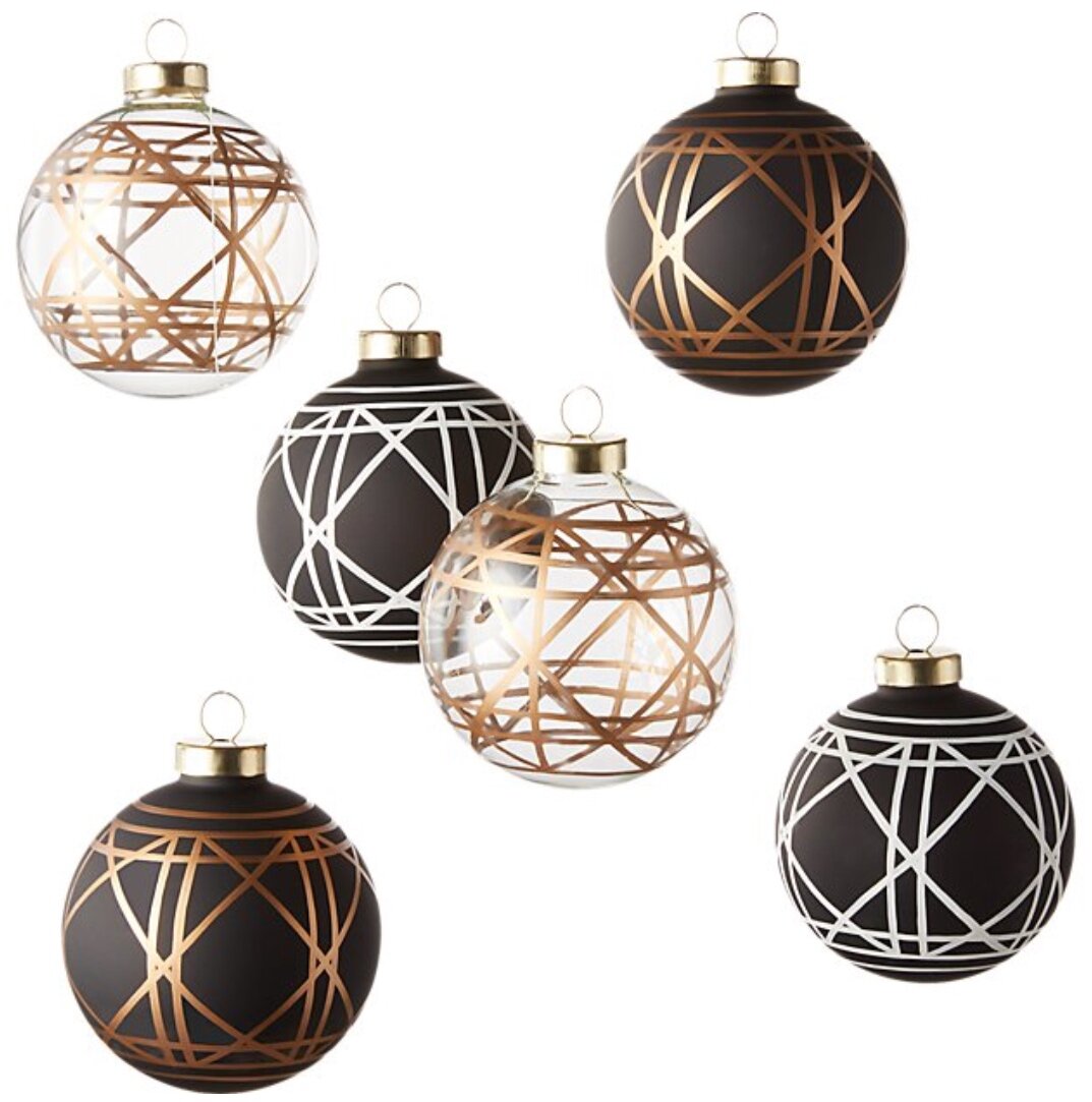 Interest Handpainted Ornaments, set of 6 - $30.
