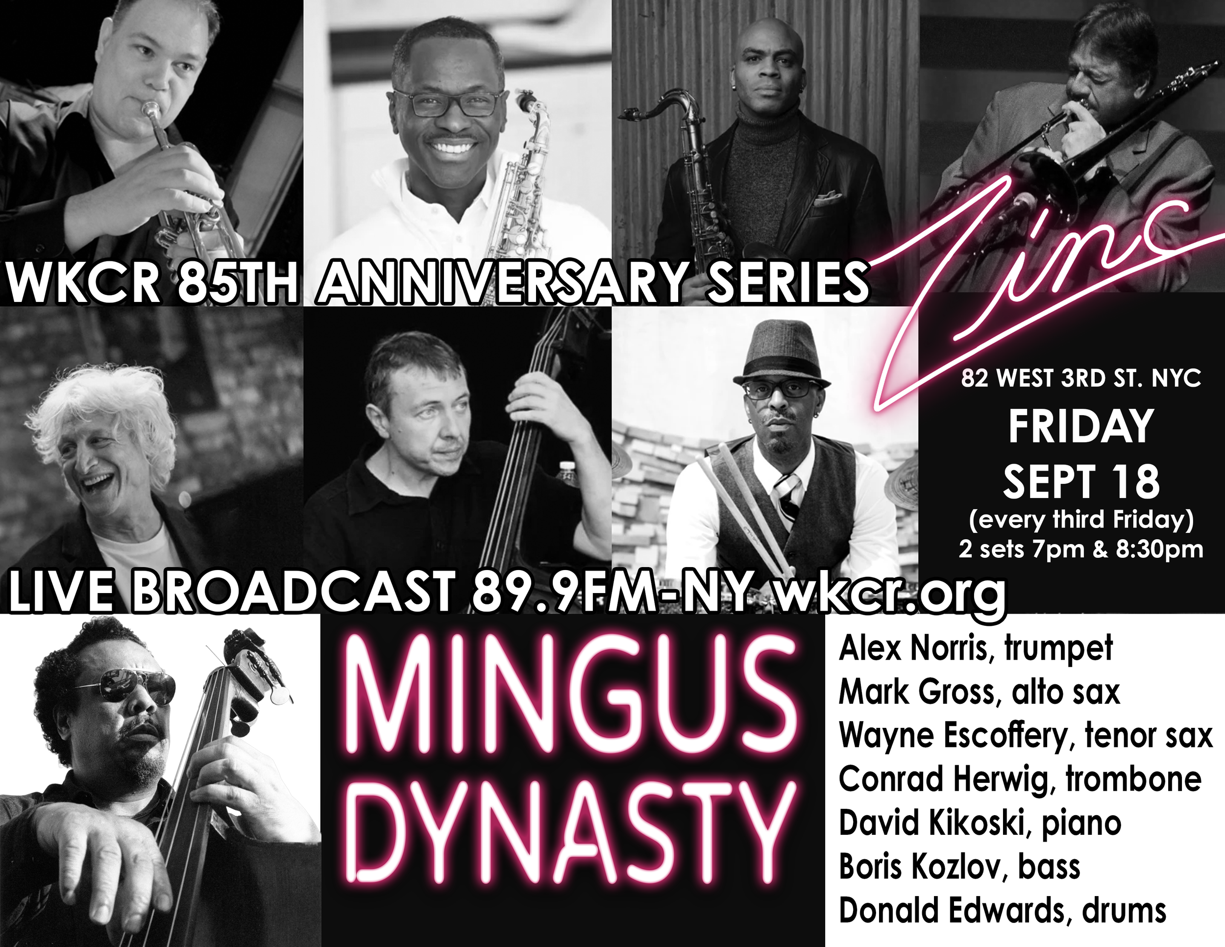WKCR 85th Anniversary Series: Mingus Dynasty at Zinc FRI, Sept 18, 2026 - Live Broadcast 89.9FM-NY &amp; wkcr.org