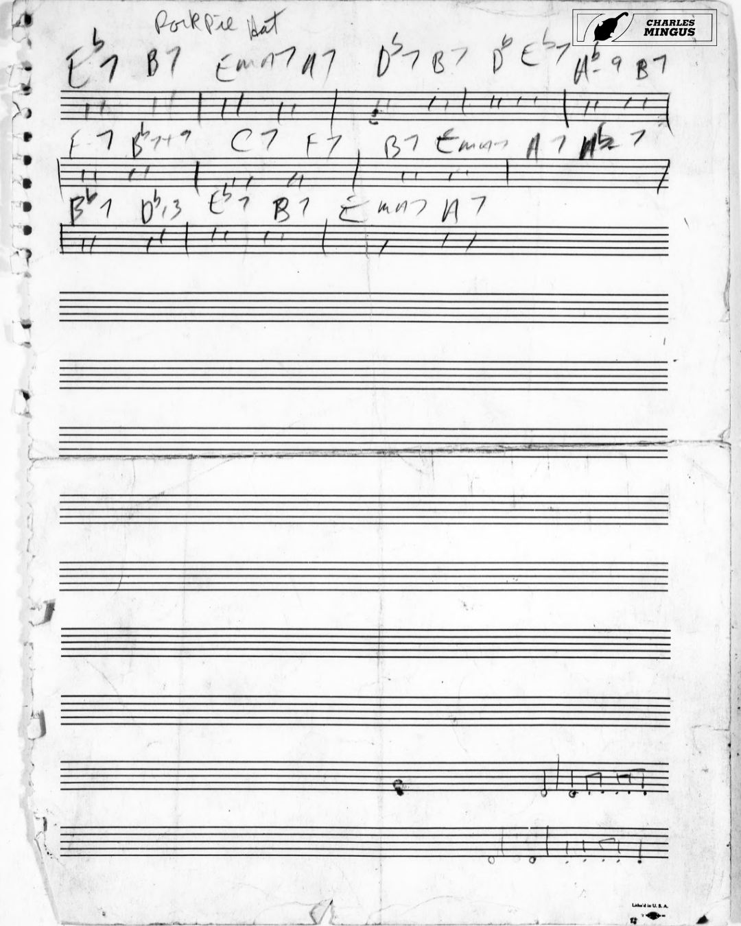 4 charles mingus handwritten original chord changes goodbye pork pie hat.png