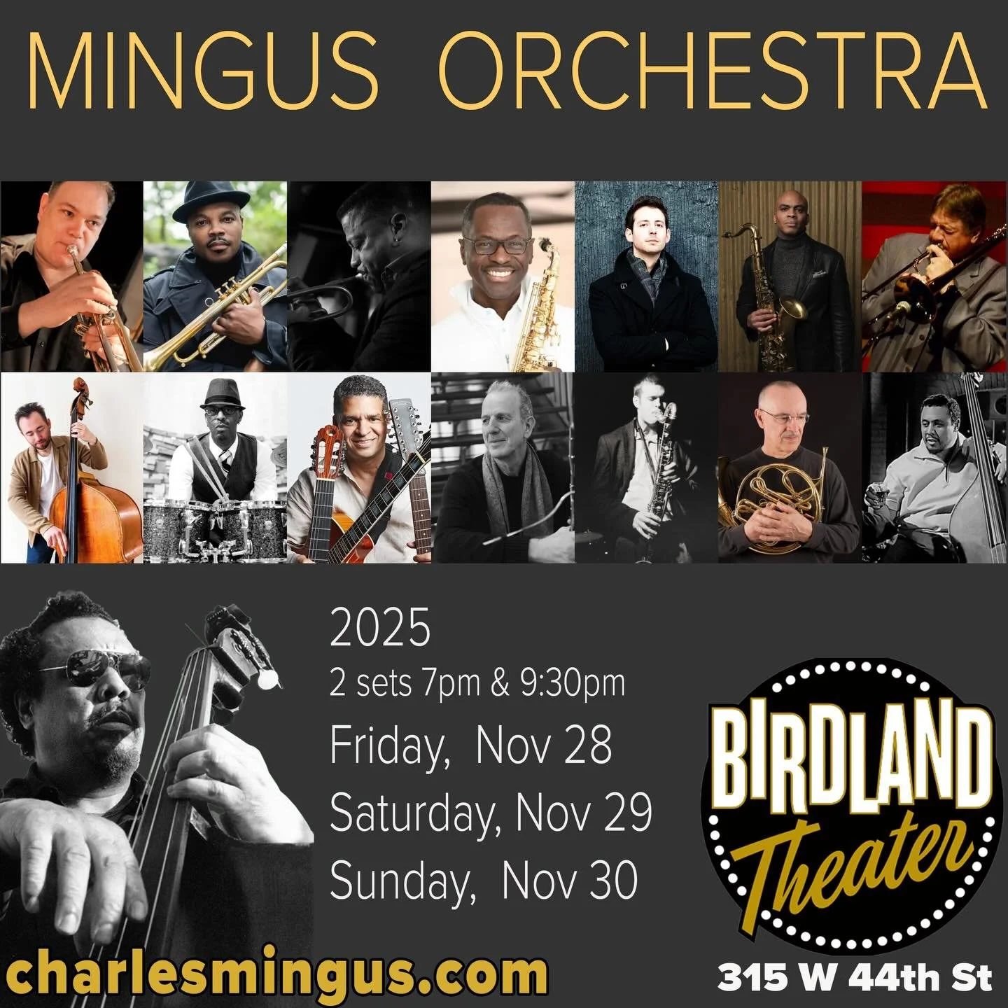 The 10-piece Orchestra has created a distinctive Mingus sound that embraces jazz and classical forms. Its unique instrumentation includes bassoon, bass clarinet, and French horn&ndash; instruments rarely heard in traditional jazz bands.

TRUMPET  Phi