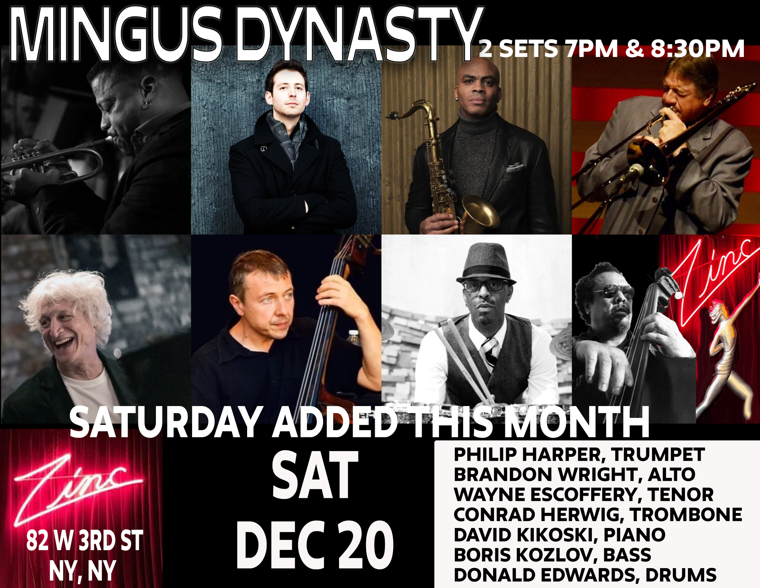 Mingus Dynasty at Zinc Bar Dec 20 (SAT ADDED!)
