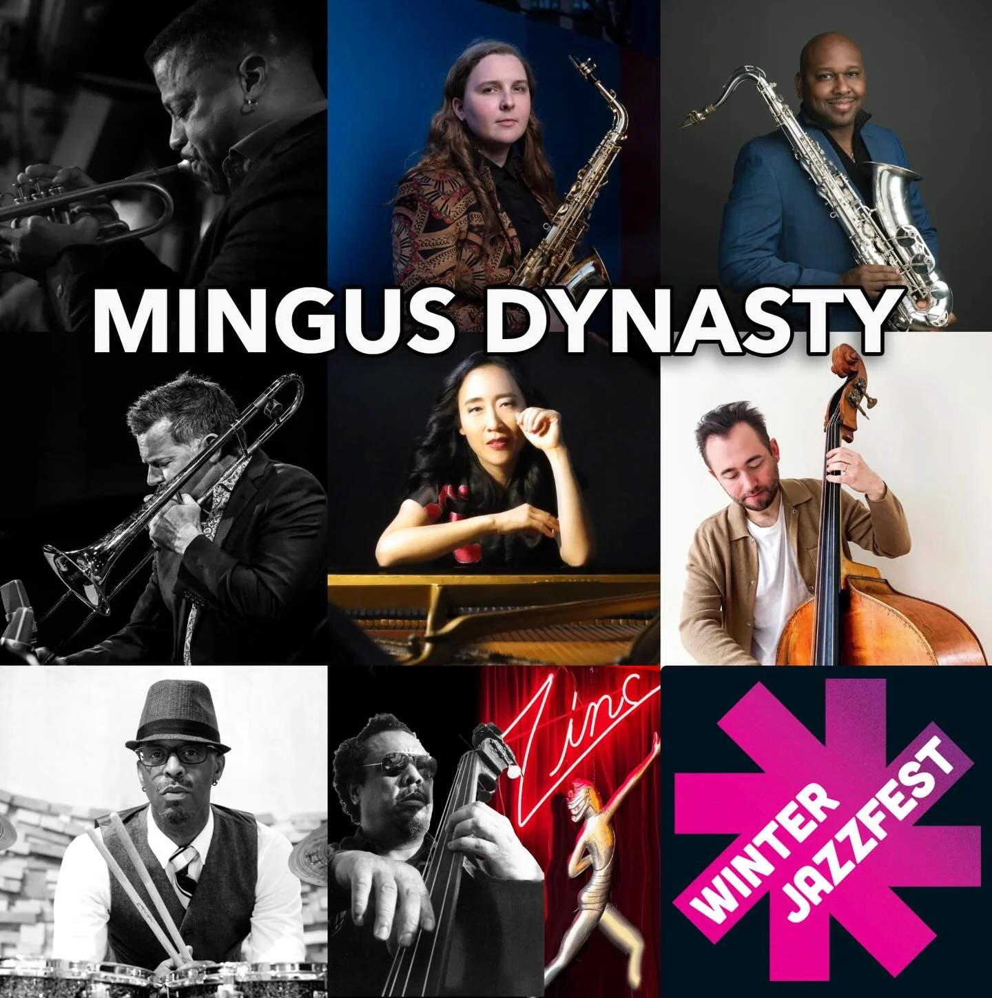 Jan 9 6:45pm Mingus Dynasty at @zincbar at WINTER JAZZFEST As always, performing the music of @charlesmingusofficial 

&ldquo;This year&rsquo;s festival art is anchored in @drmayaangelou Maya Angelou&rsquo;s &ldquo;Still I Rise&rdquo; &mdash; a visua