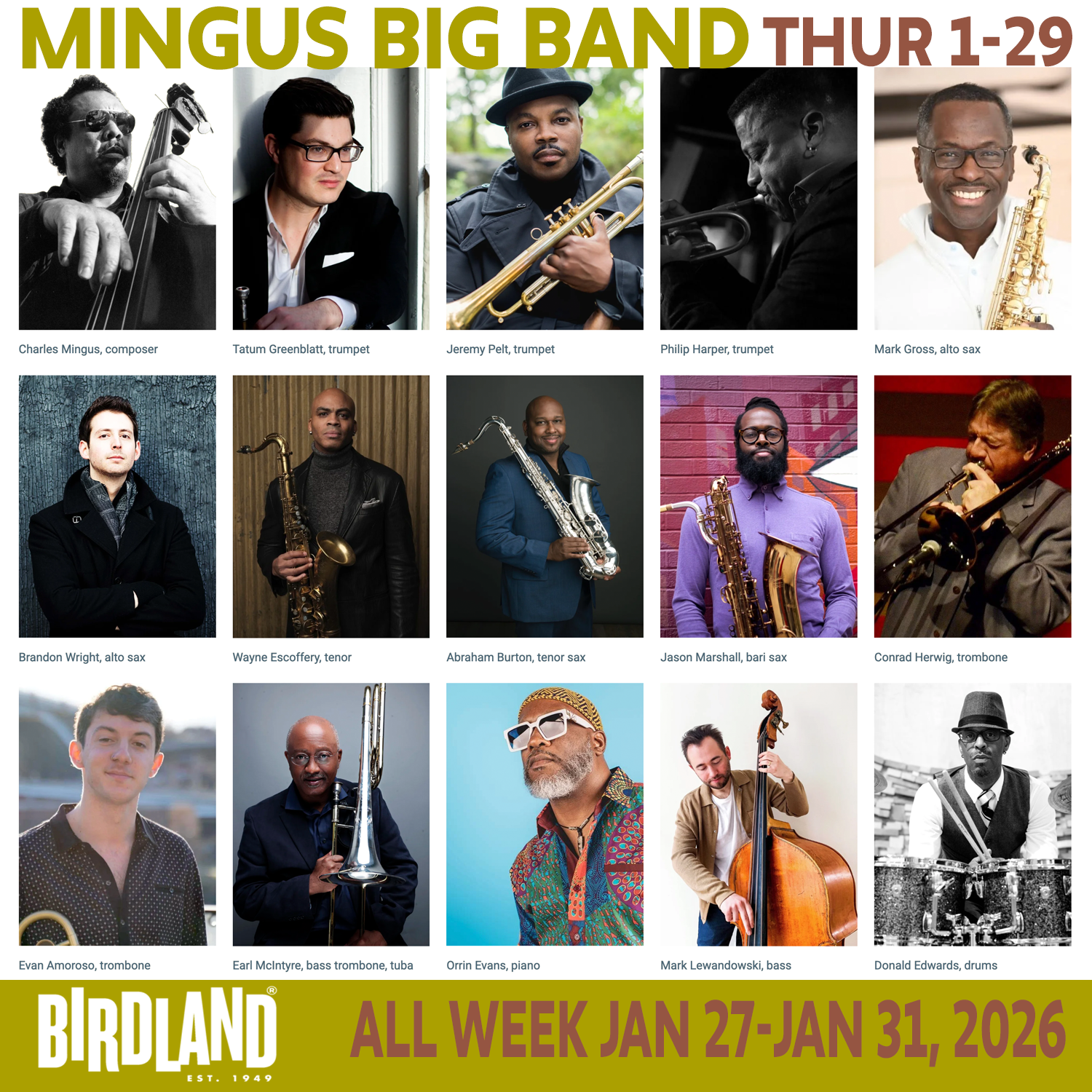 Mingus Big Band @ Birdland THUR
