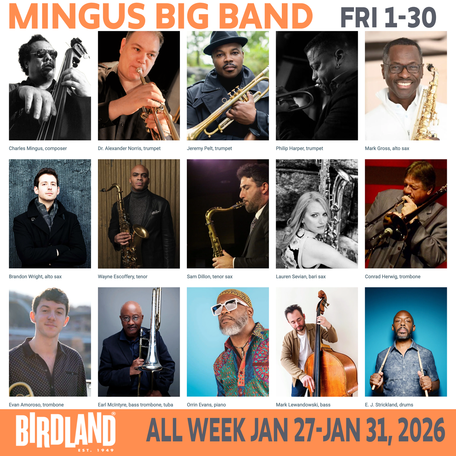 Mingus Big Band @ Birdland FRI