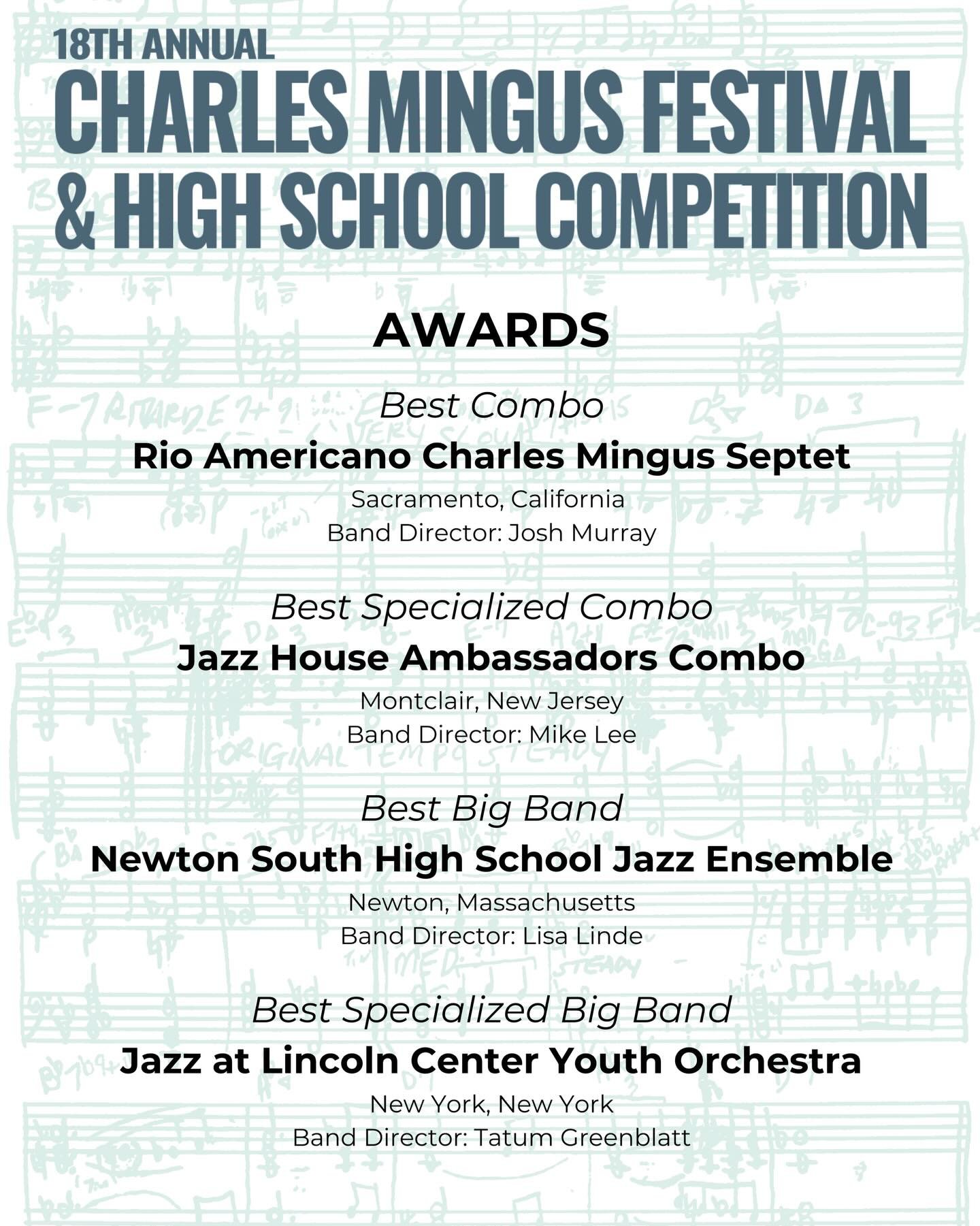 Top high school students from across the United States celebrated the music of the great bassist and composer Charles Mingus (1922-1979) as part of the
18th Annual Charles Mingus Festival &amp; High School Competition at The New School of Jazz. The e