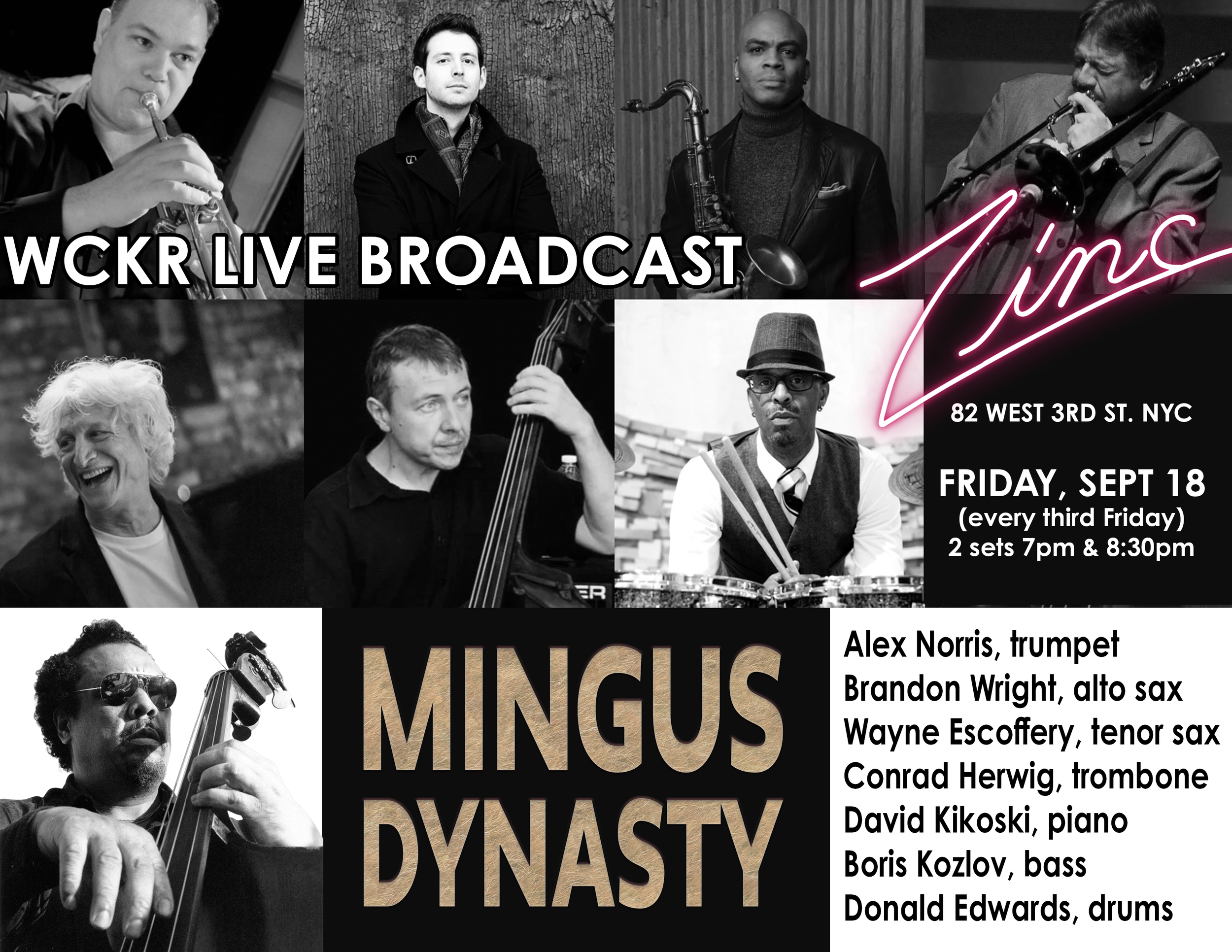 Mingus Dynasty at Zinc FRI, Sept 18, 2026 PLUS LIVE BROADCAST ON WKCR
